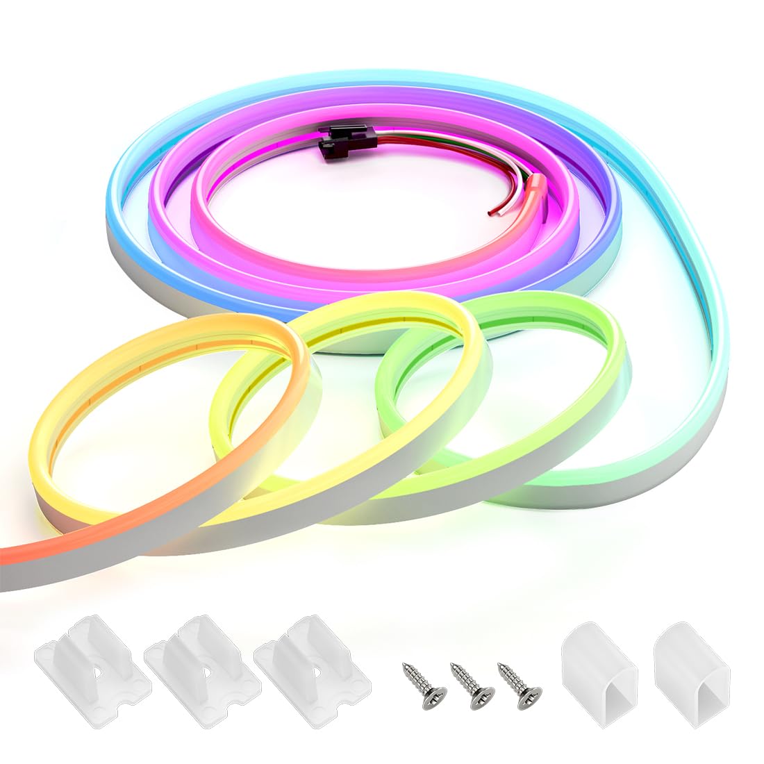 Btf-Lighting Ws2811 Ic Rgb Chasing Color Side Emitting Neon Light 9.8Ft Dc24V 54Ic 108Led/M T0615 Ip67 Waterproof Flexible Addressable Rope Led Strip For Indoor Diy Decor (No Adapter Or Controller)