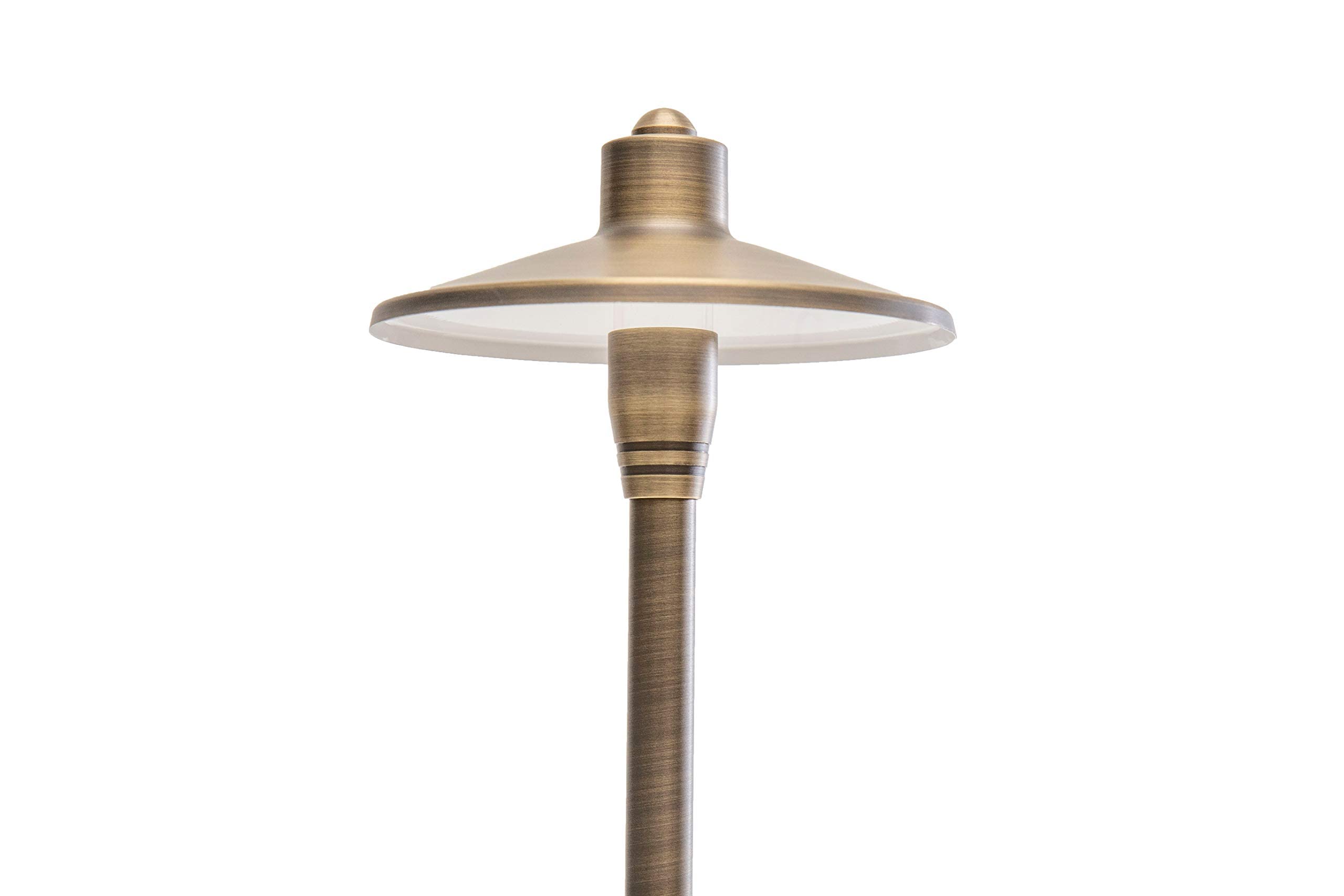 Lumen Logic G2 12V Brass Path Light (24&quot; Tall) With 3W 2700K Warm White G4 Led Bulb For Low Voltage Landscape Lighting On Outdoor Pathway, Walkway, Garden, Driveway Or Patio