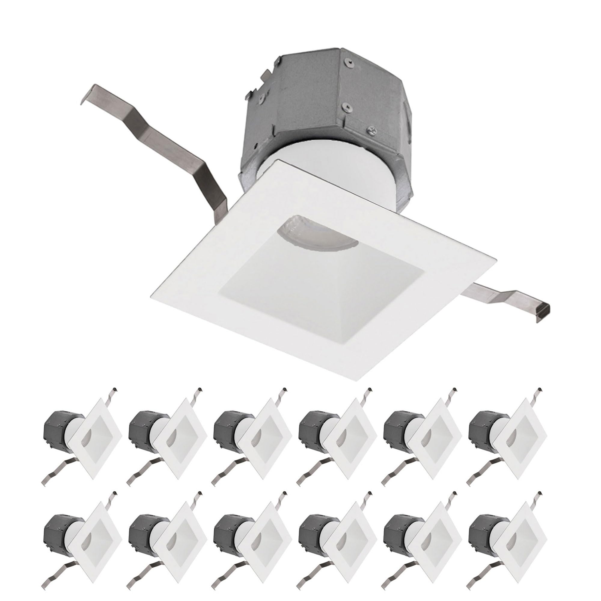 WAC Lighting Pop-in 4in LED Square Recessed Light with Built-in Junction Box 5-CCT Selectable 12W 1,080 Lumens 120V-277V Univers
