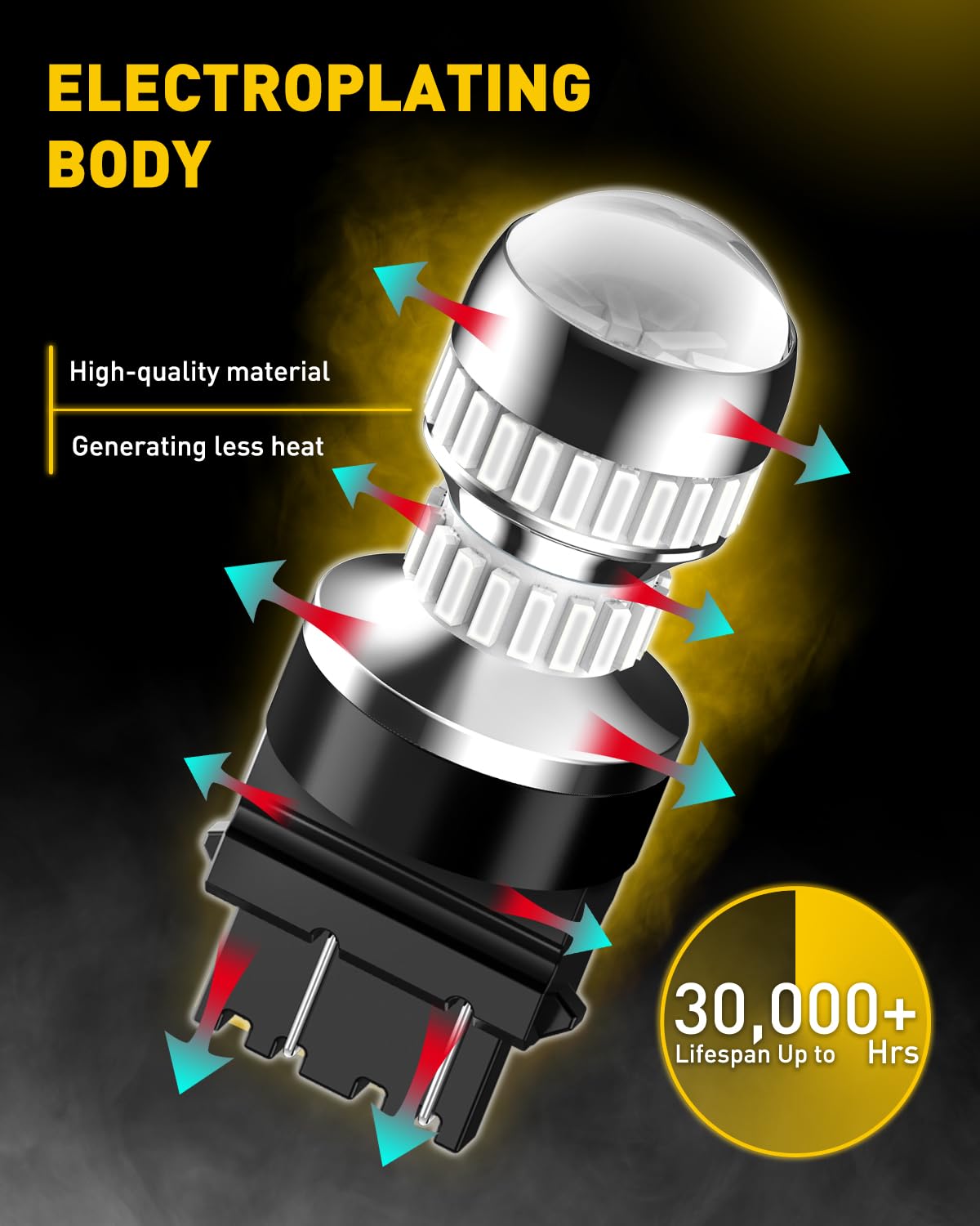 AUXITO T25 LED Strobe Brake Light Bulbs, Red Flashing, 3156/3157, Pack of 2