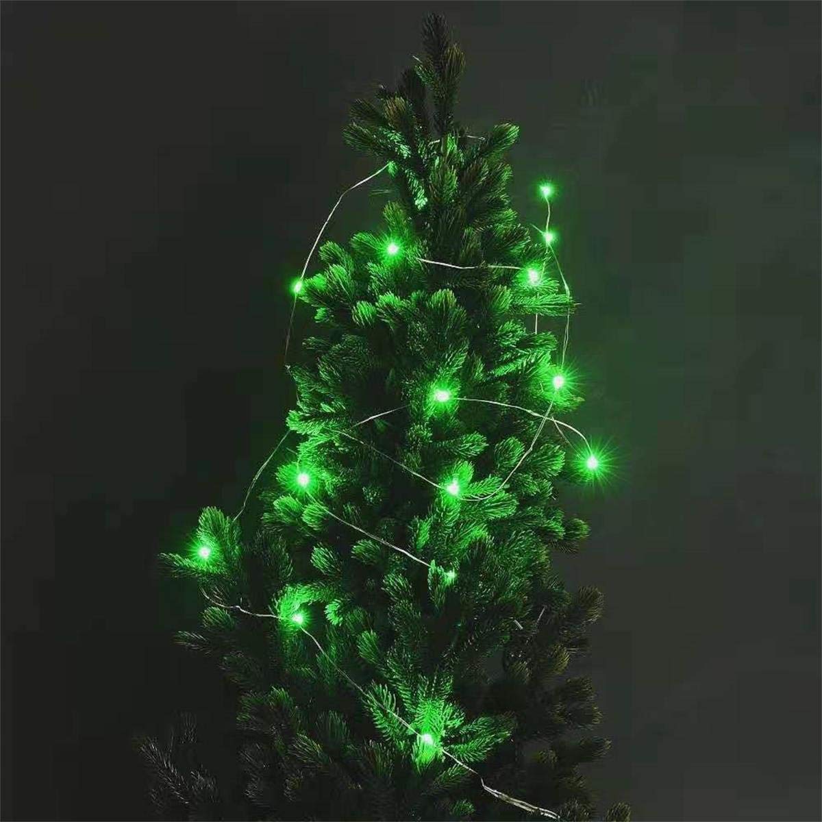 Pack 2 Battery Operated Mini Led String Light,Indoor Fairy Lights Dewdrop Light With Timer 6Hours On/18Hours Off For Wedding Party Lighting Decoration,30 Count Leds,10Feet Silver Wire (Green Color)