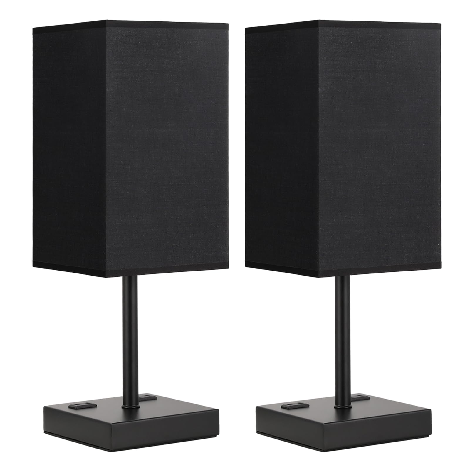 Aooshine Plus Set Of 2 Black Bedside Lamp For Nightstand
