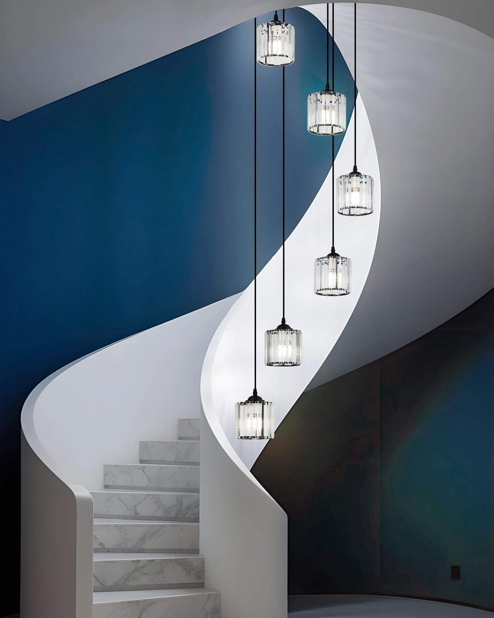 Meimond Modern Crystal Pendant Light, 18 Lights, Black Metal Raindrop Chandelier for High Ceilings, Foyer & Living Room, Model LTD-10