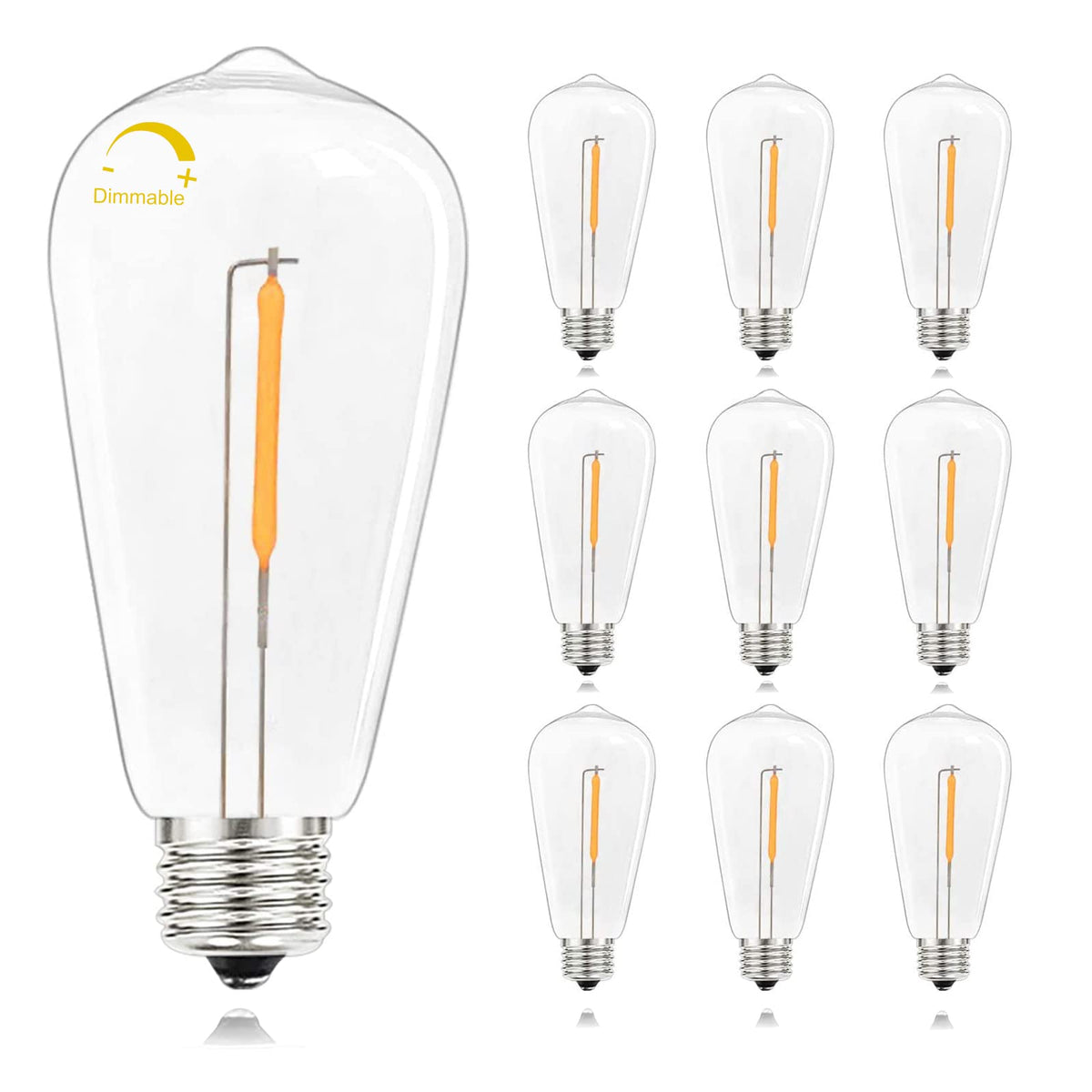 Abeja 10 Pack Led Edison Light Bulbs, 0.6 Watt/E17 Screw Base St40 Replacement Bulbs, Shatterproof Dimmable Replacement Bulbs Fo