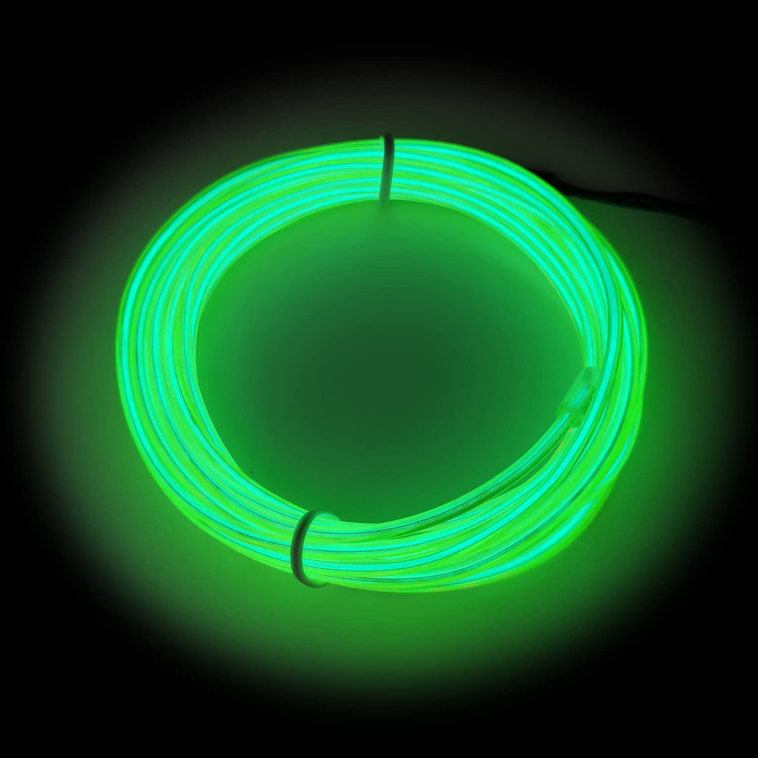 Maxlax El Wire Lemon Green, 32.8Ft/10M Portable Battery Pack Neon Lights Strip 360° Cuttable Glowing Rope Lights For Parties, Halloween, Diy Decoration