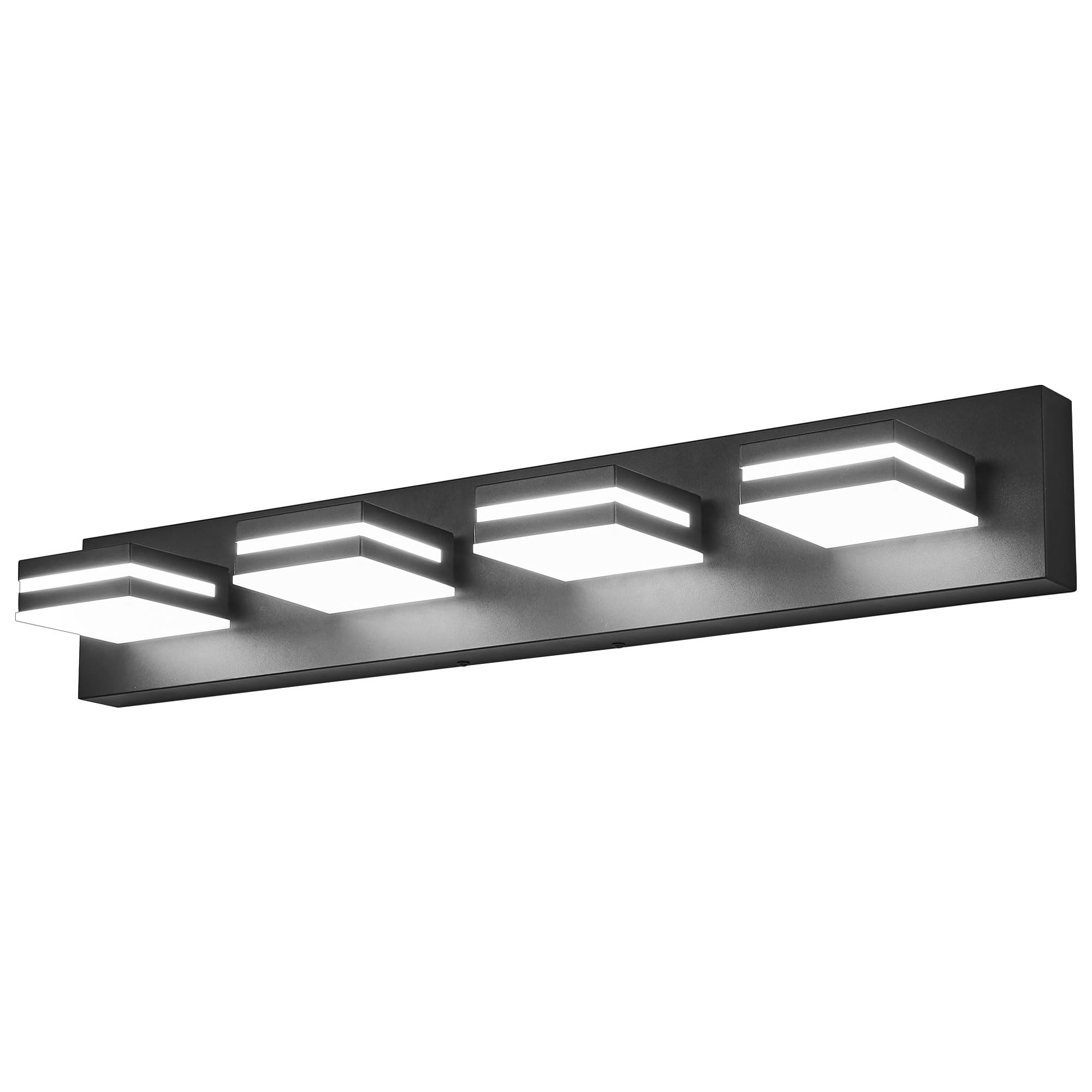 Likelgn 4-Light Bathroom Vanity Fixture, Modern LED, 29" Black, Rotatable Heads, 3CCT, Model LK-WL3310