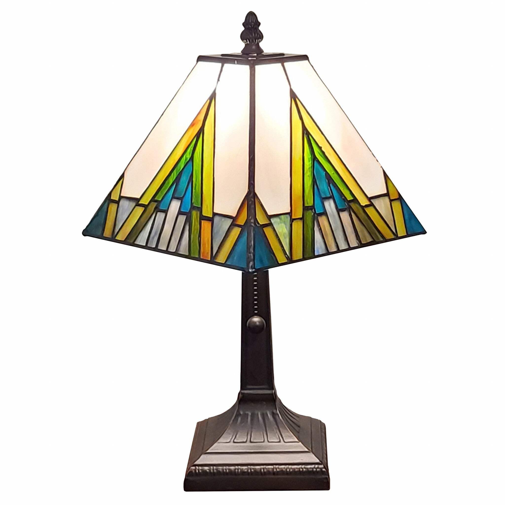 15inch Tiffany White Yellow and Blue Mission Style Table Lamp