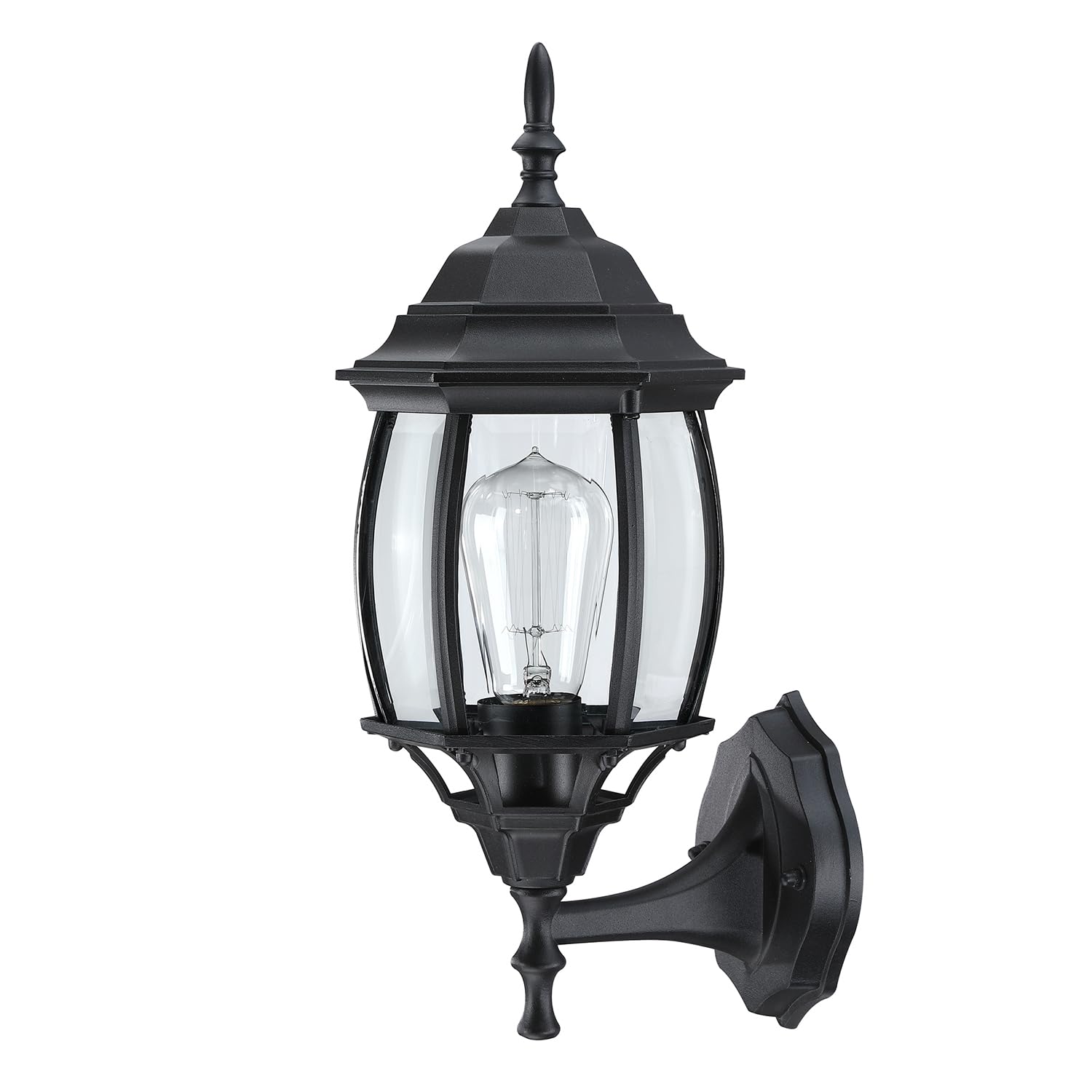 Faymart Lighting 16.8 Inch Outdoor Porch Light - Black Outside Light For House  Metal And Glass Exterior Wall Sconce  Waterproof Wall Mount Outdoor Lantern For Garage Front Door Balcony E26 Base