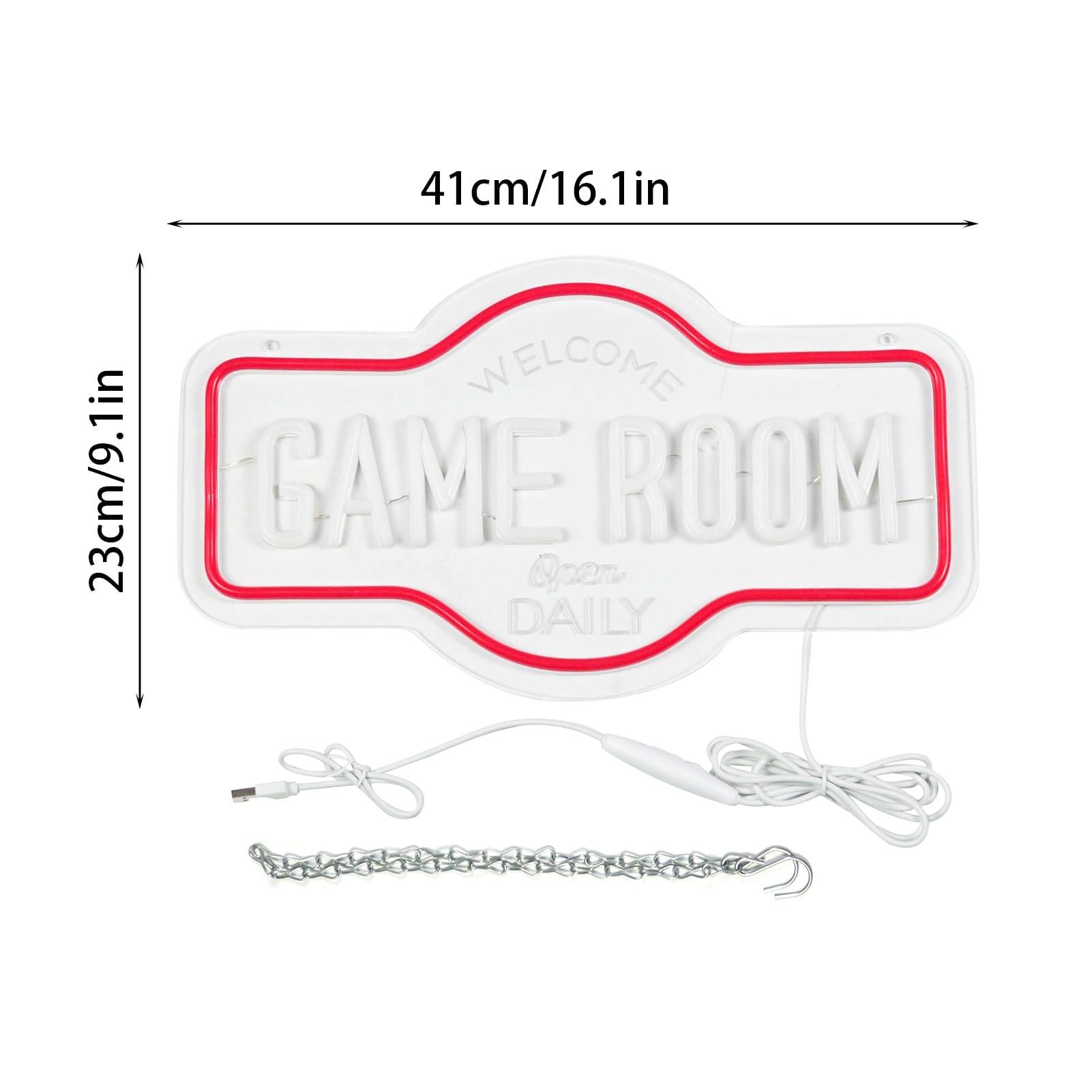 Wittyrhe Game Room Neon Sign  Welcome Game Room Open Daily Neon Lights Wall Decor For Internet Cafe  Gaming Room  Man Cave  Bedroom Gift Art For Boys Girls-16.93 X 9.92 In-Usb Powered-Acrylic