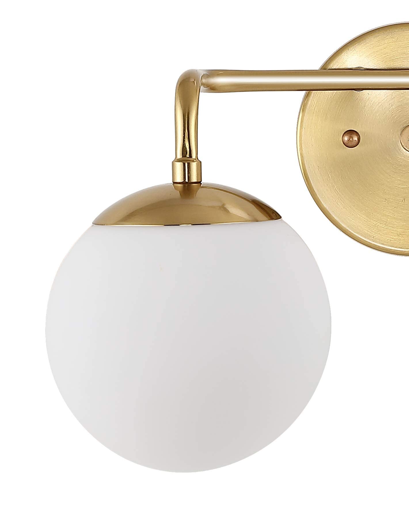JONATHAN Y 15" 2-Light Modern LED Vanity, Brass Gold, Frosted Glass, Model JYL3535A, Ideal for Entryway, Kitchen, Bathroom, Hallway