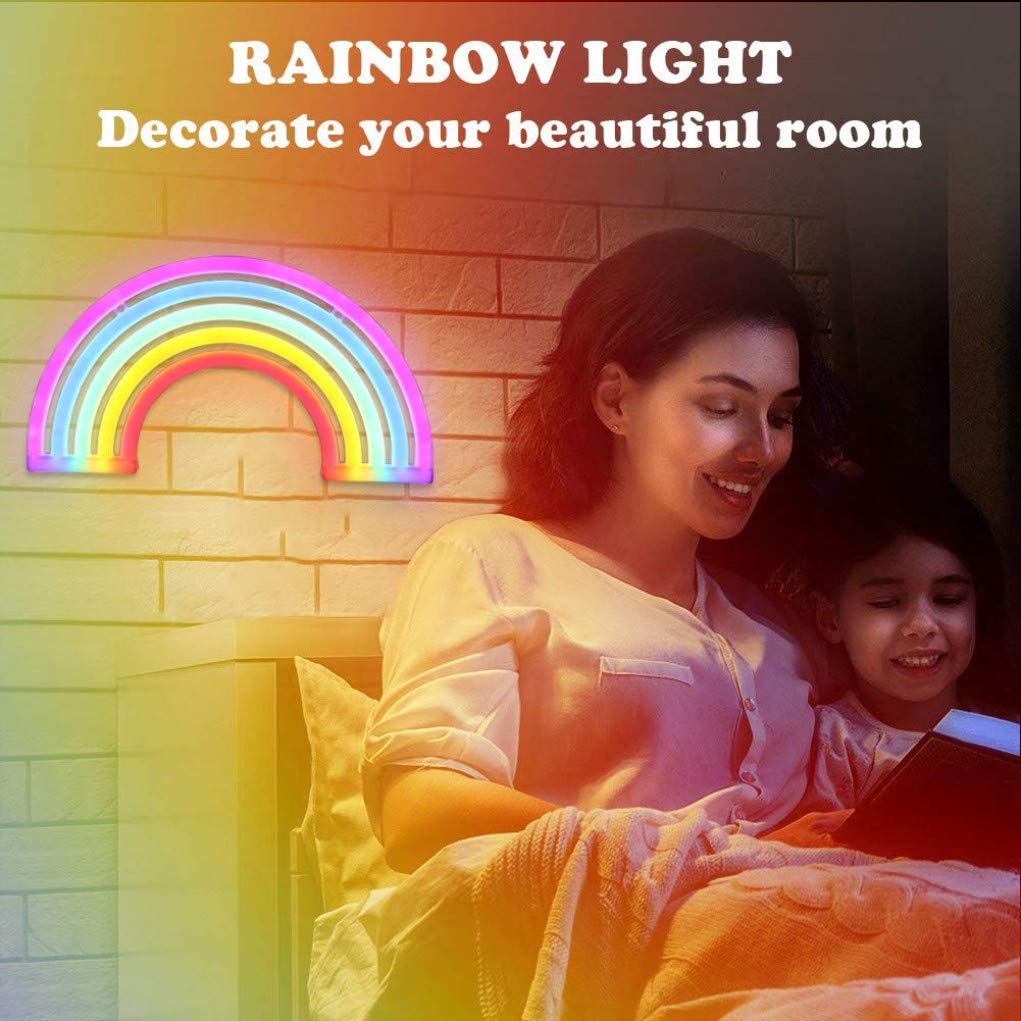 QiaoFei Rainbow Neon Night Light for Kids, LED Wall Decor, Battery/USB Operated, Rainbow Color, Size: Rainbow5