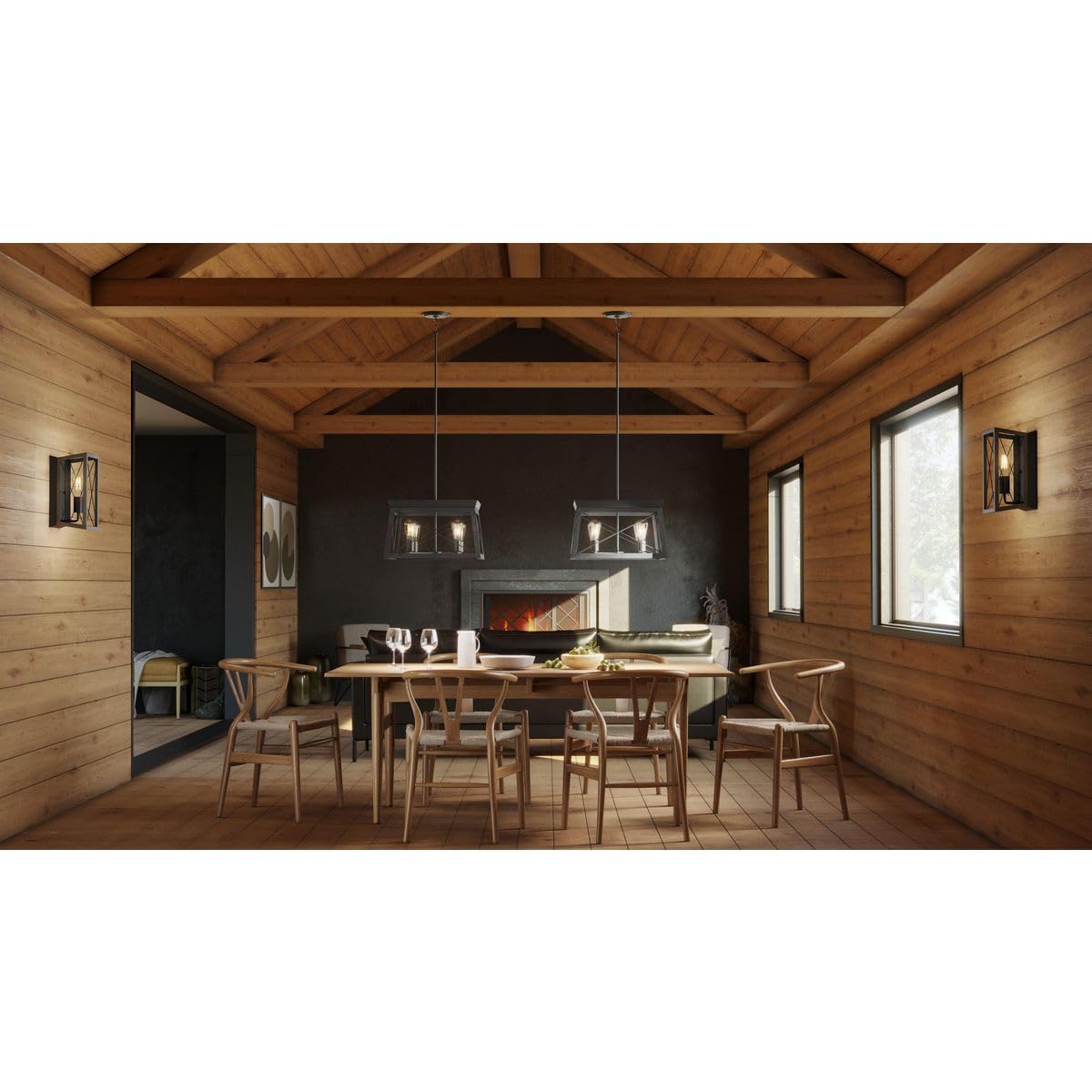 Progress Lighting P400047-031 Briarwood Collection Light Fixture, Farmhouse Style Modern Chandelier For Kitchen And Dining Room,