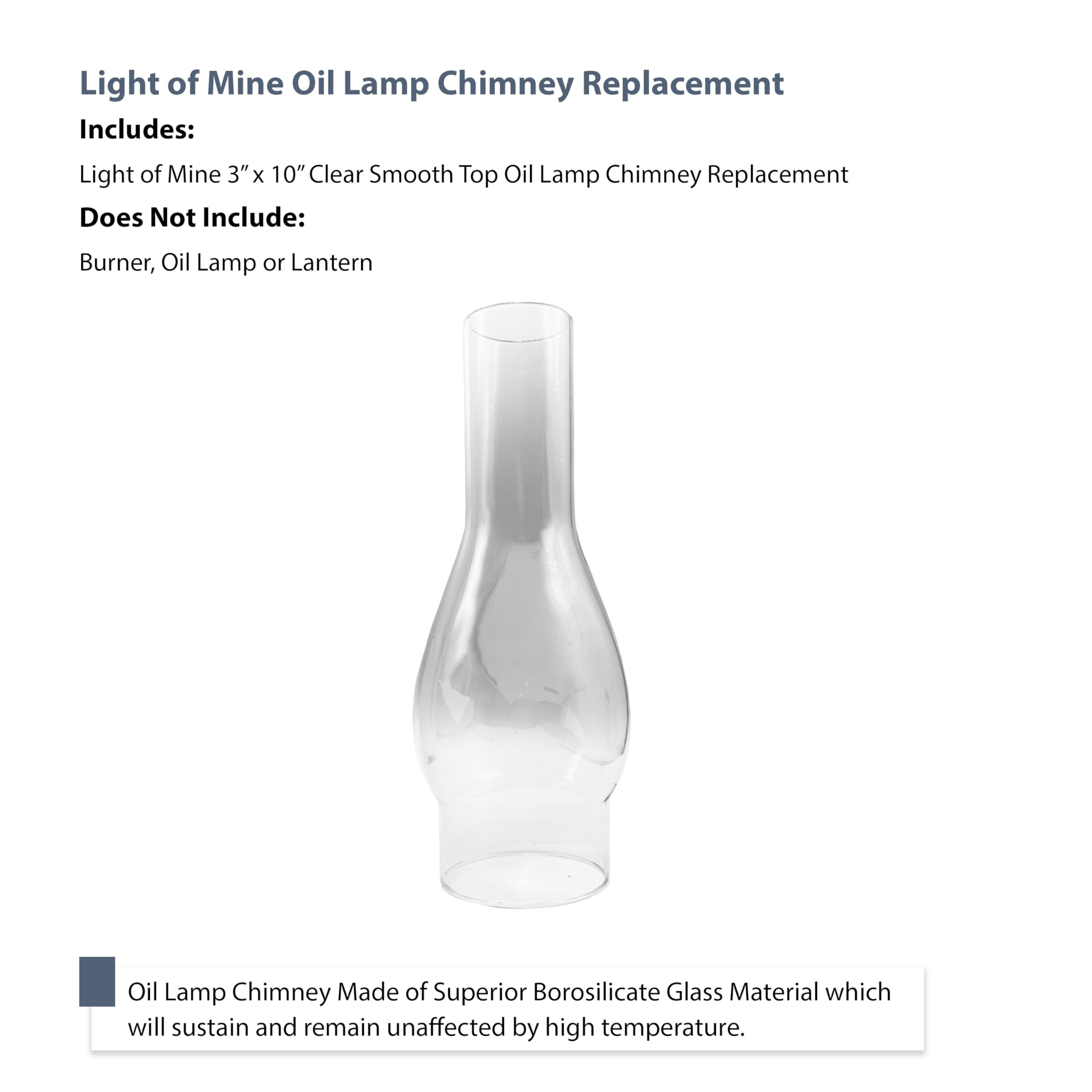 Light Of Mine - 3&quot; X 10&quot; Regular Oil Lamp Replacement Chimney (3&quot; X 10&quot; Reg.)