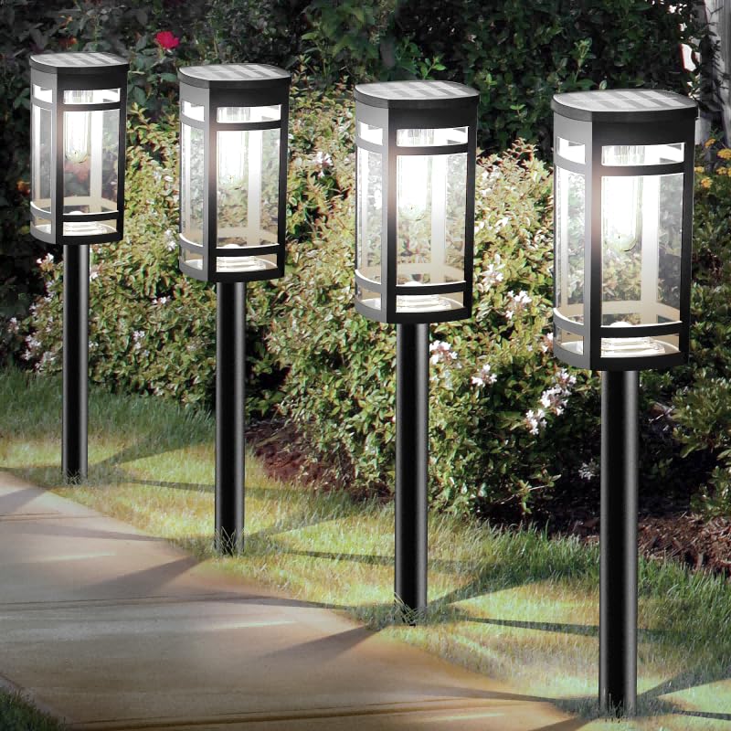 Excmark 8 Pack Solar Lights Outdoor Waterproof For Garden Pathway Walkway Driveway Yard Lawn Decorative Landscape Lighting. (Cool White Light  8)