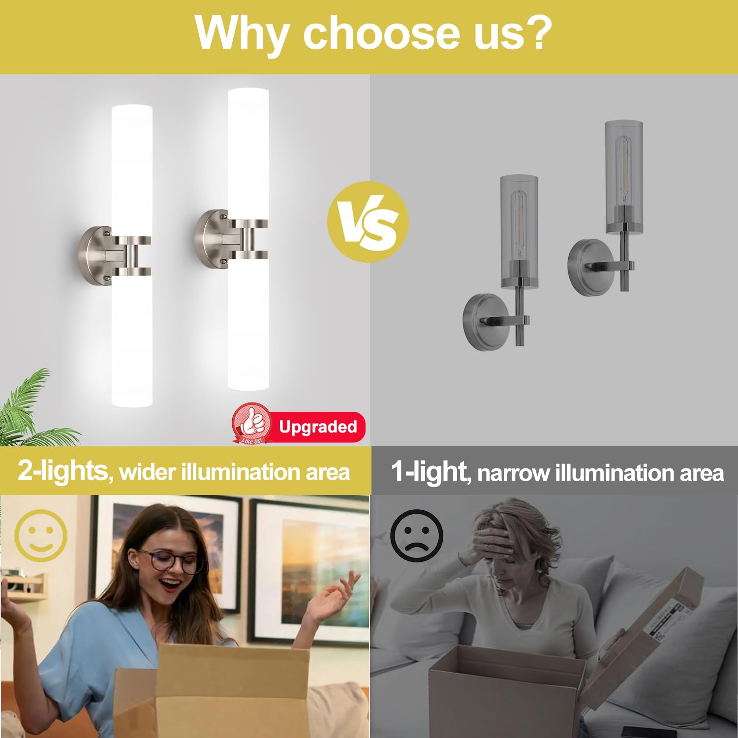 Indoi Wall Sconces Set Of Two  Brushed Nickel Gold Bathroom Sconces Wall Lighting With Milky White Glass  Modern Sconces Wall Decor Set Of 2 Bathroom Light Fixtures For Mirror Living Room Bedroom