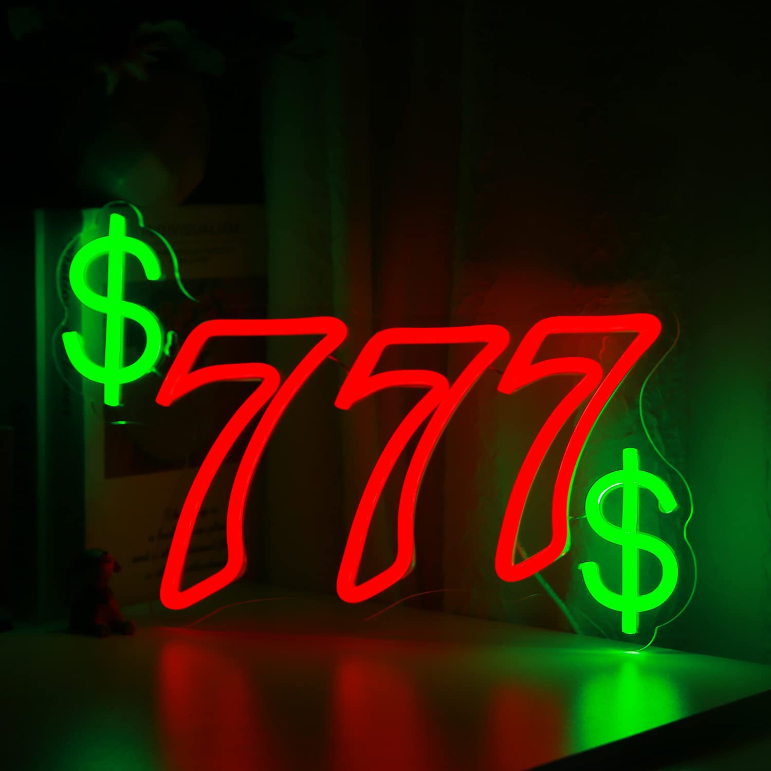 Lucky Seven Neon Sign Usb Powered For Room Decor, Led Neon Light Dimmable Gaming Neon Sign For Bar Party Casino Wall Art Game Room Man Cave Decoration 14.4 * 9.7 Inches