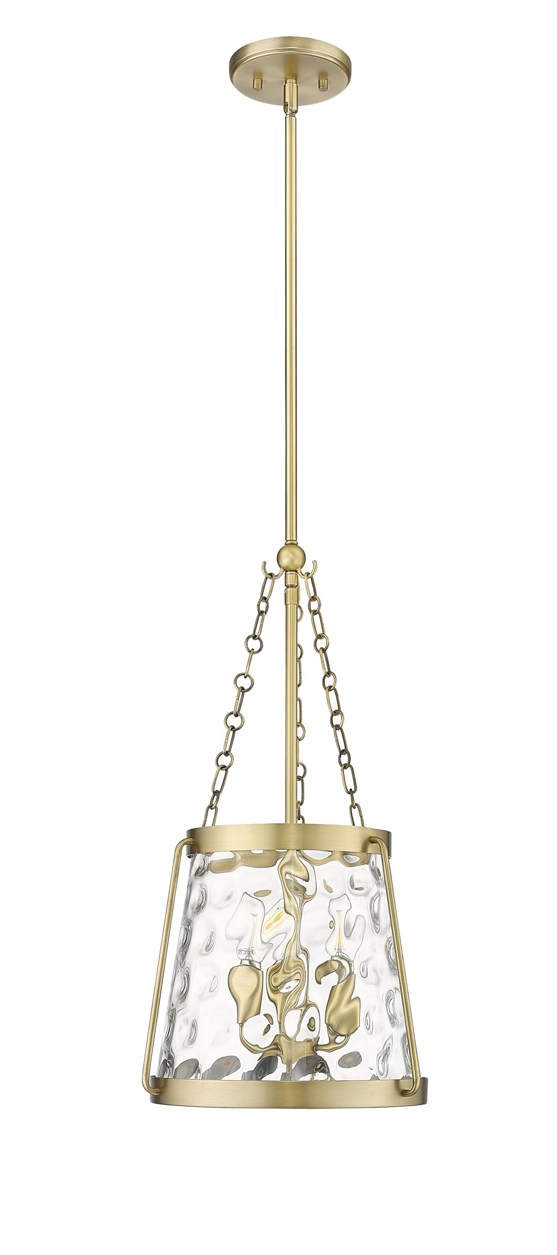 ML Lighting | Adabella Collection | 20403-VB | 3 Light Pendant in Vintage Brass Finish with Clear Hammered Glass Shade | Perfect