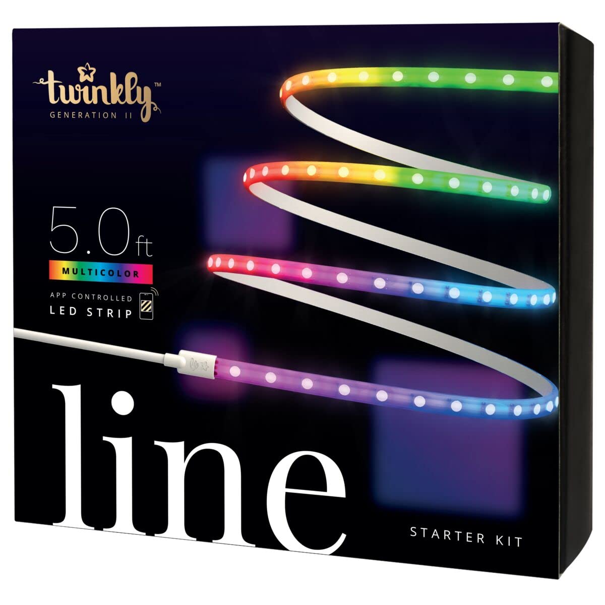 Twinkly Line Starter Kit - App-Controlled 5Ft White Led Light Strip, Rgb, Vinyl, Model Twl100Stw-Wus, Indoor Smart Home Decoration