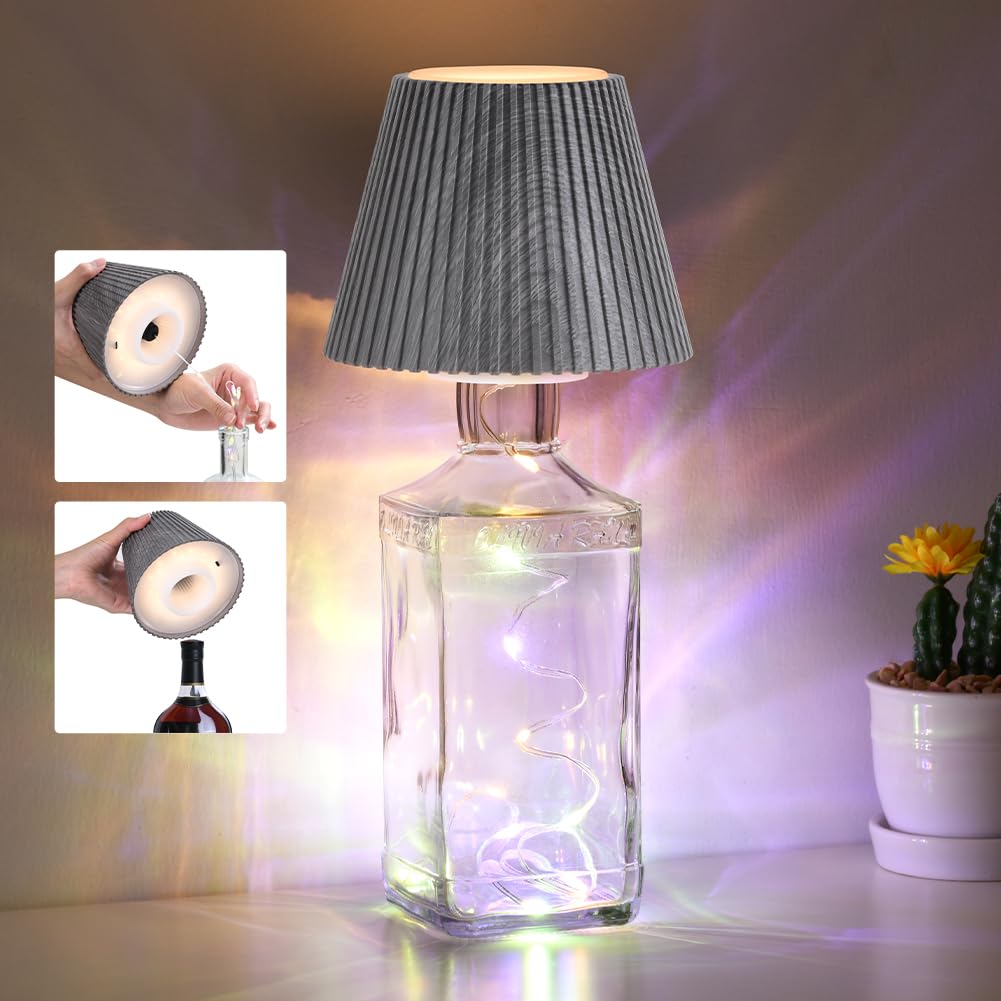 WILIT Wireless Bottle Lamp for Liquor Bottles, 3-Level Brightness Rechargeable Lamp Shades, Wine Lamp for Home Decor, Unique Tab