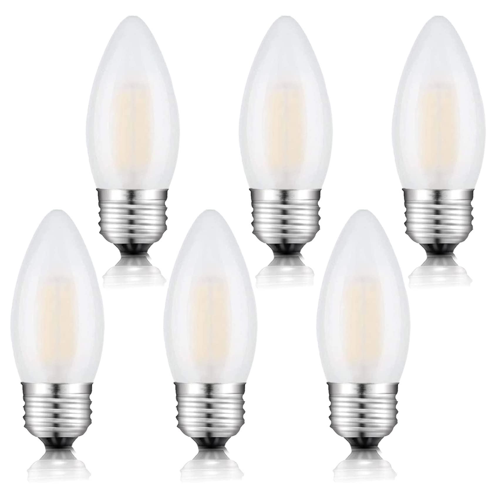 Beonllay E26 Candelabra Bulb Frosted Medium Base 2700K Warm White Equivalent 25 Watt Light Bulbs, B11 Dimmable Led 2W Chandelier
