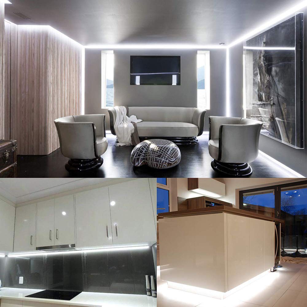 Velain 12V Led Strip Light, Waterproof Daylight White, 16.4Ft, 300 Leds For Home & Party