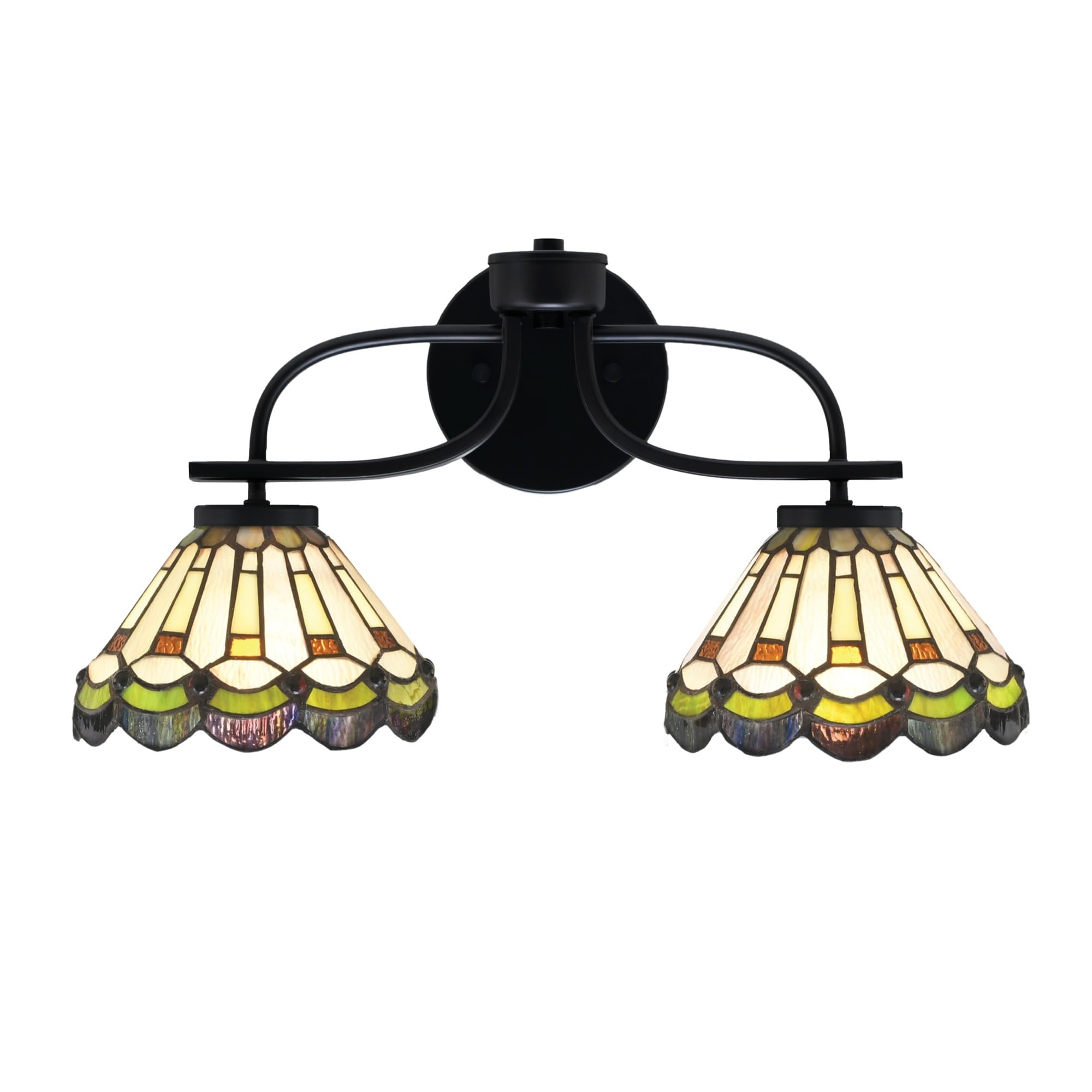 Cavella 2 Light Bath Bar In Matte Black Finish With 7" Cyprus Art Glass