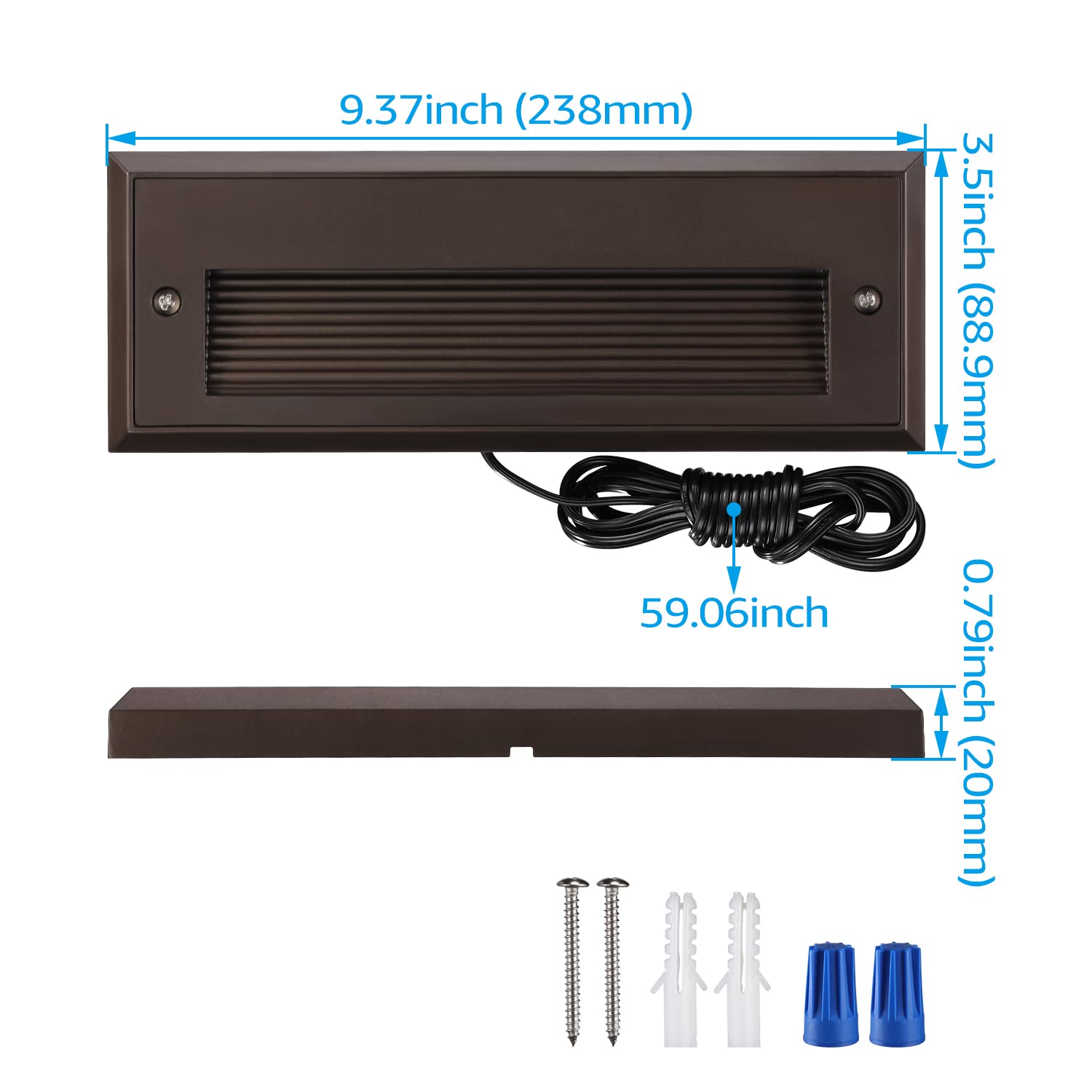 LEONLITE Low Voltage LED Step Lights, 12V 3.5W, 9 Inch, Oil Rubbed Bronze, Aluminum, Pack of 6, UL Listed, IP65,