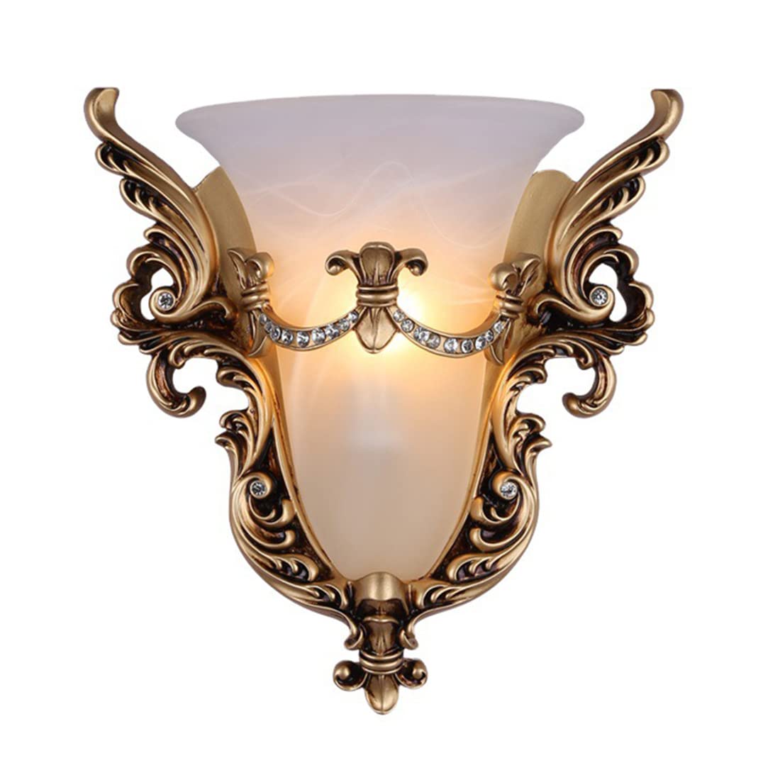 Qufute Unique Glass Wall Sconce Light Vintage Glass Wall Light Angel Wings Style Mid Century Modern Wall Light Frosted glassWall
