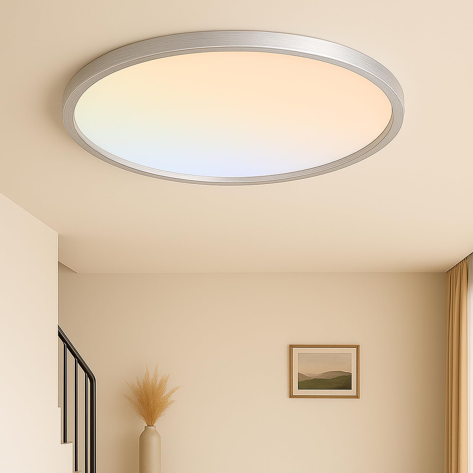 MOONSEA 20 Inch LED Dimmable Ceiling Light Fixture 42W - Round Flush Mount Adjustable 3000K/4500K/6000K Large Kitchen Light Fixt