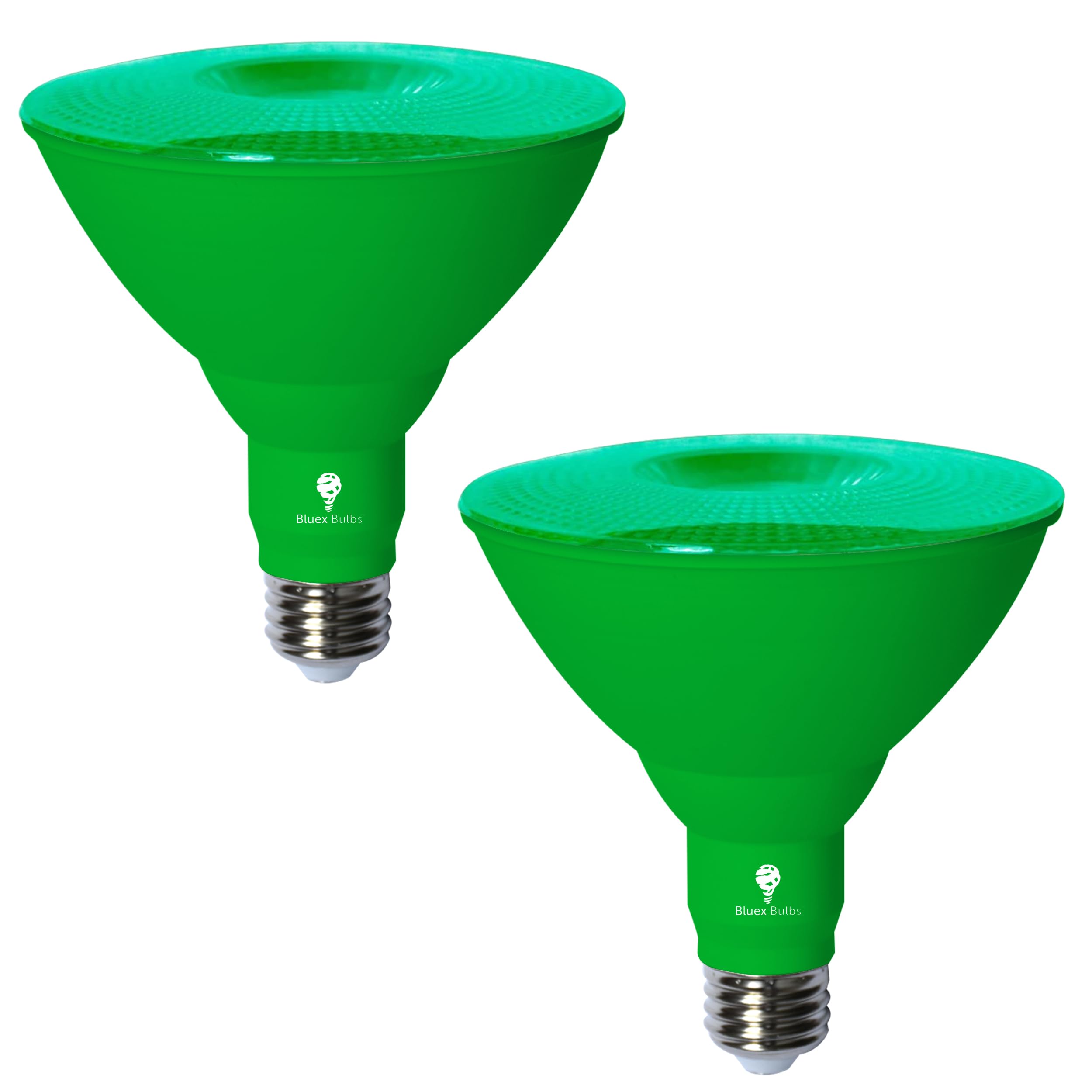 Bluex Bulbs 2 Pack BlueX LED Par38 Flood Green Light Bulb - 18W (120Watt Equivalent) - Dimmable - E26 Base LED Lights, Party Decoration, Porch, Home Lighting, Holiday Lighting, Green Flood Lights