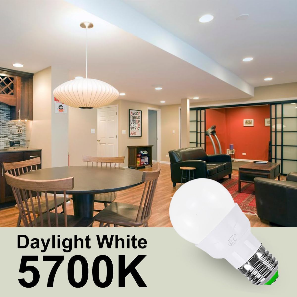 ILC RGB LED Light Bulb 40W Equivalent, Dimmable 5W E26, 450LM, 12 Colors, Cold White, 4 Pack, Infrared Remote Control Included