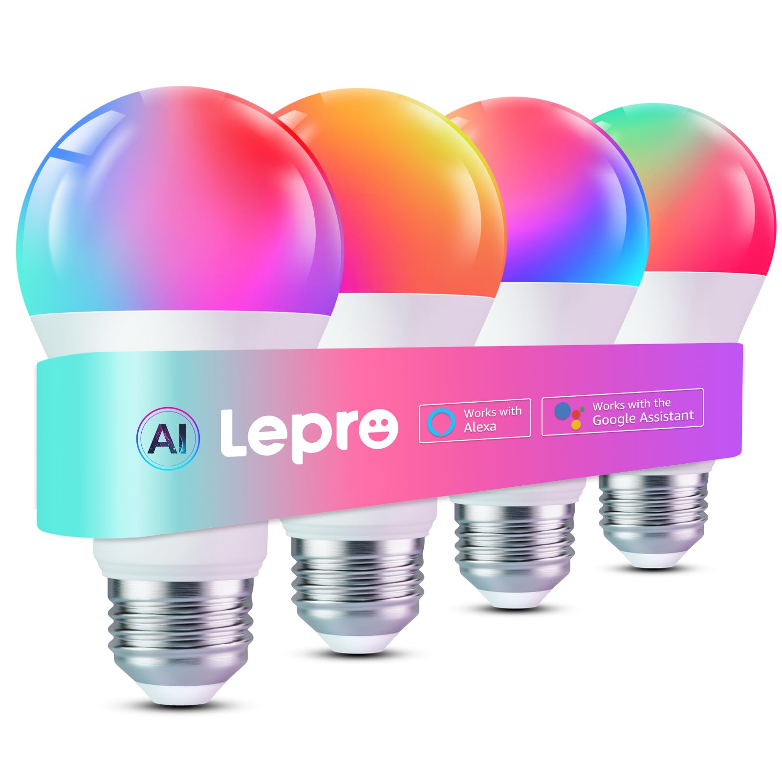 Lepro B2 Ai Smart Light Bulbs - 1100Lm Wifi & Bluetooth Rgbww Color Changing Led Bulb, Works With Alexa & Google Assistant, Ai G