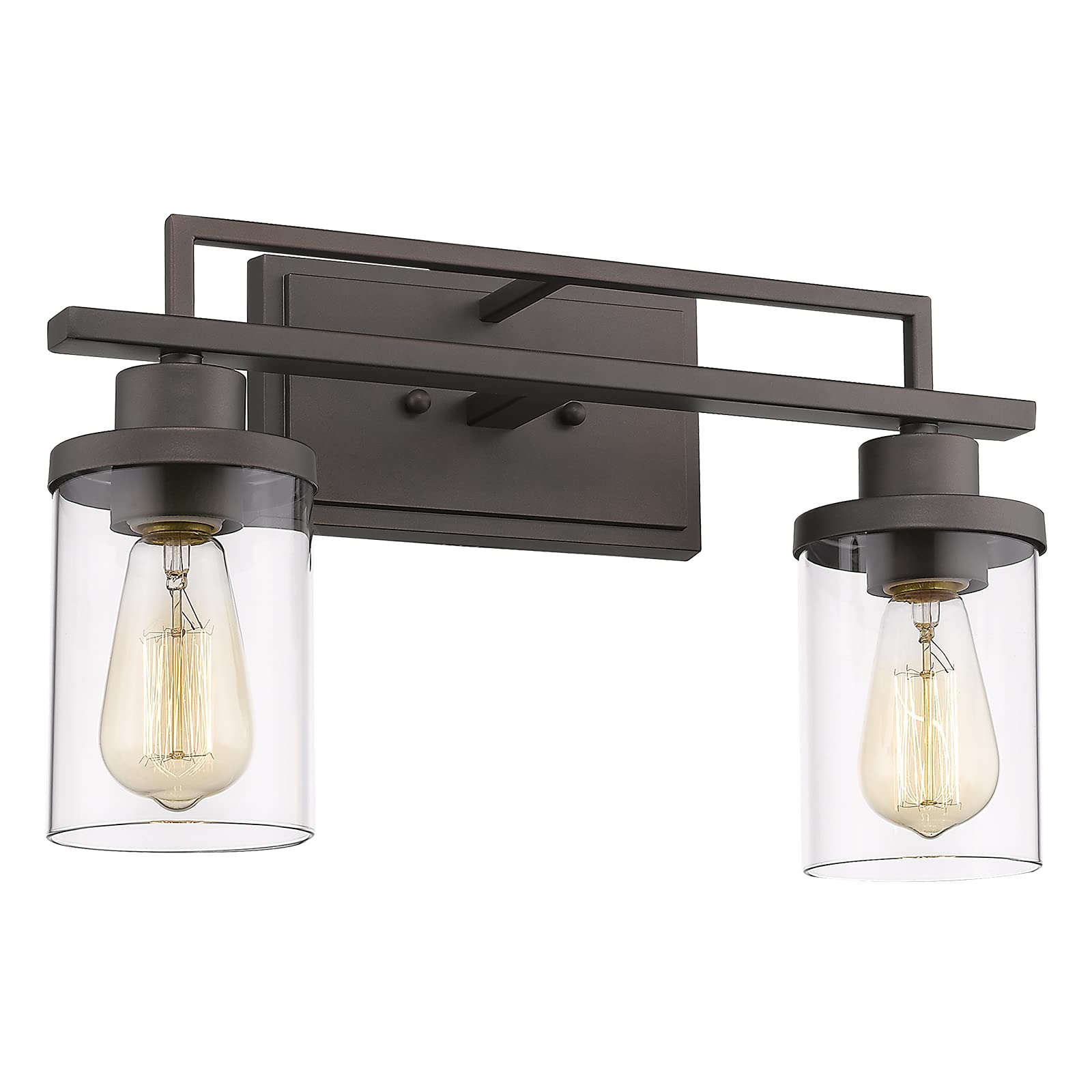 Emliviar 2-Light Vanity Lighting Fixtures - Farmhouse Bathroom Light Fixture in Oil Rubbed Bronze Finish with Clear Glass, YCE23