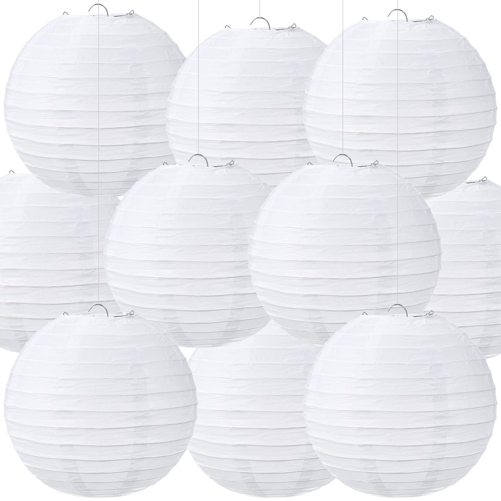 Treela 10 Pack White Chinese Japanese Paper Lanterns Decorative Hanging Round Paper Lantern Lamps for Wedding Birthday Party Dec