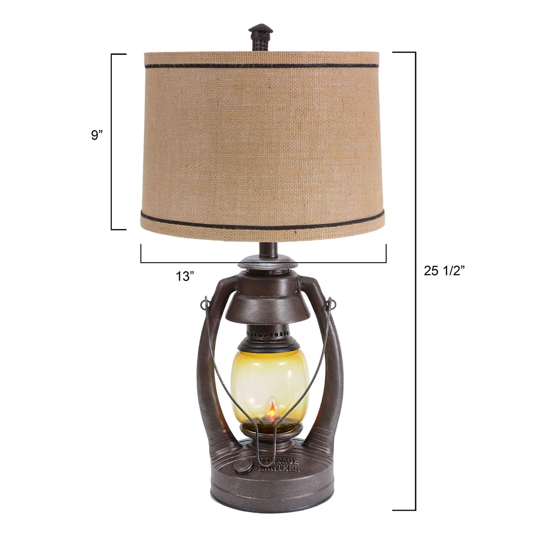 BLACK FOREST DECOR Vintage Lantern Table Lamp - Rustic 25.5" x 13" for Living Room, Nightstand, Desk