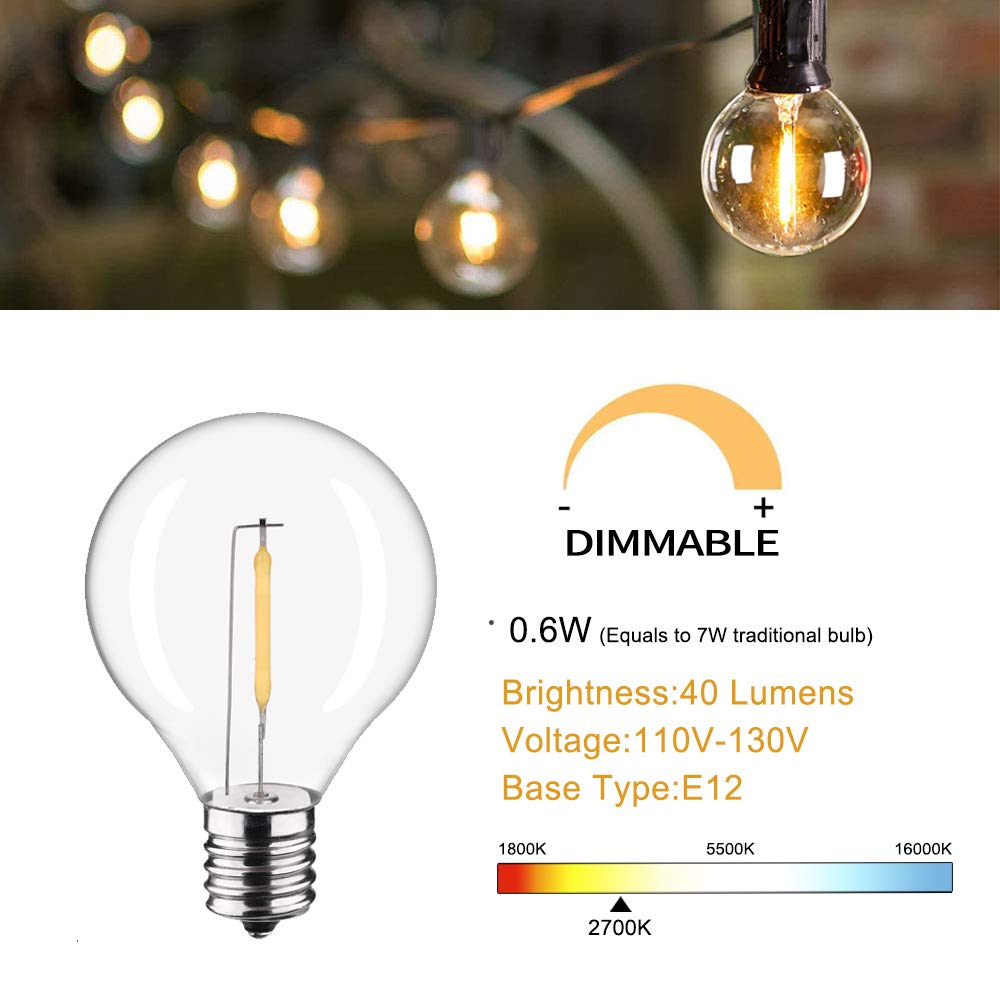 Kgc Plastic C7/G40 Replacement Led Light Bulbs - 0.6W Equivalent To 7W Incandescent Bulbs 2700K, E12 Screw Base Shatterproof & W