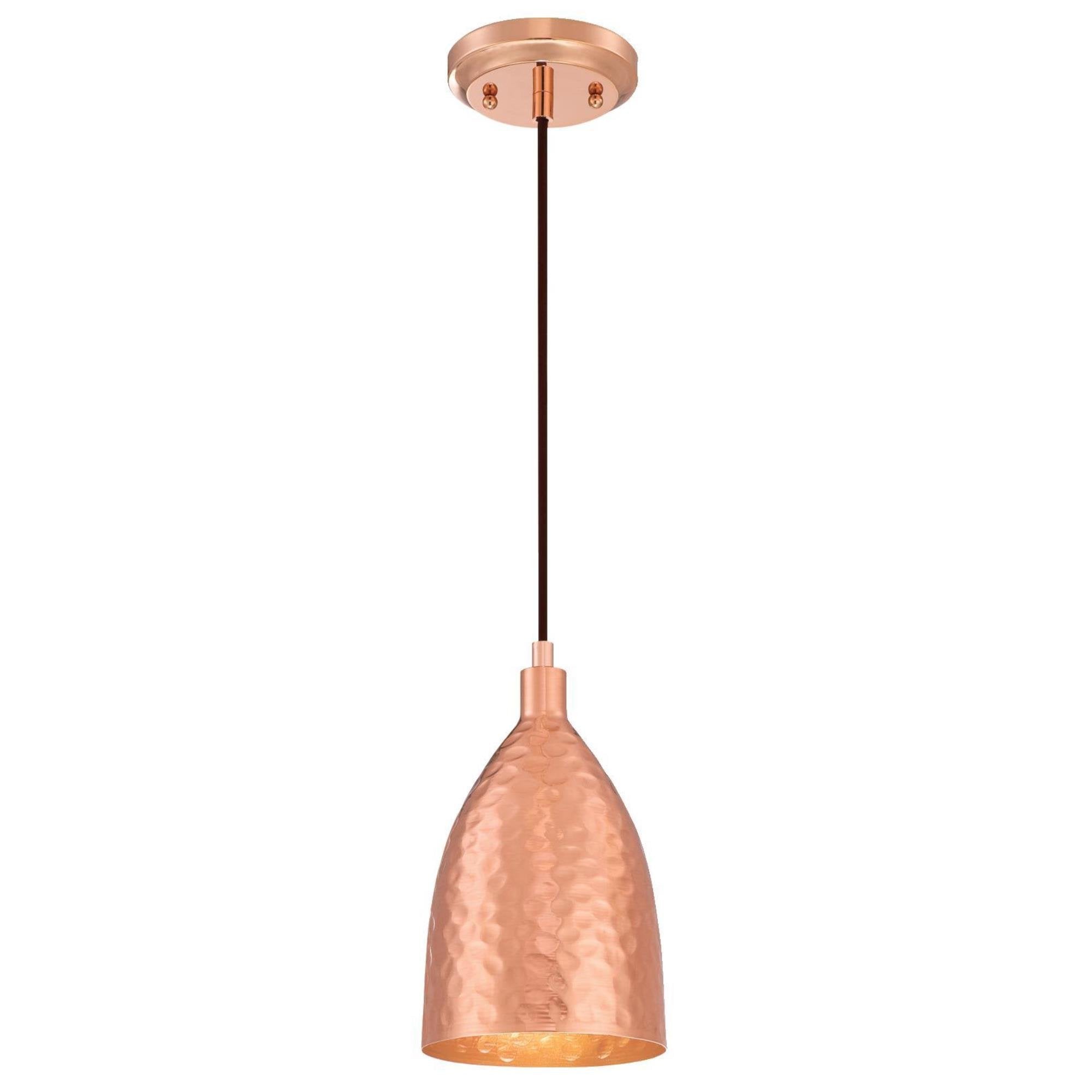 Westinghouse One-Light Indoor Mini Pendant, Hammered Copper Finish, Bronze, Model 6105400