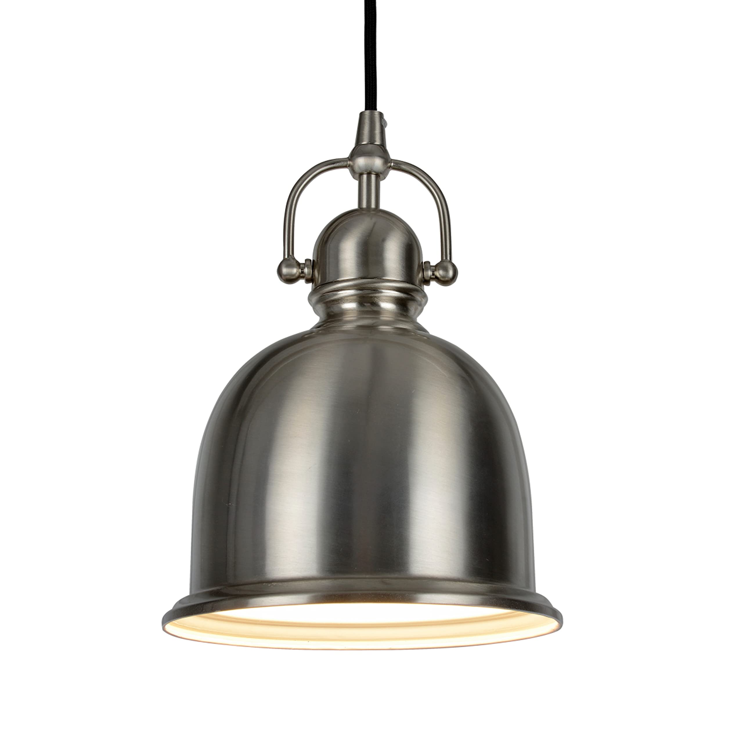 Aspen Creative 61006 Adjustable Mini Pendant Light, Brushed Nickel Metal Shade, 1 Light, 8in Wide