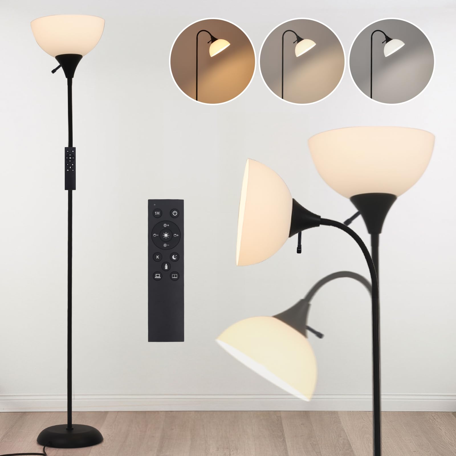 GDRKNP Floor Lamps for Living Room with Remote Control, Stepless Brightness Adjustable and 2700K-6500K Color Temperature, Adjust