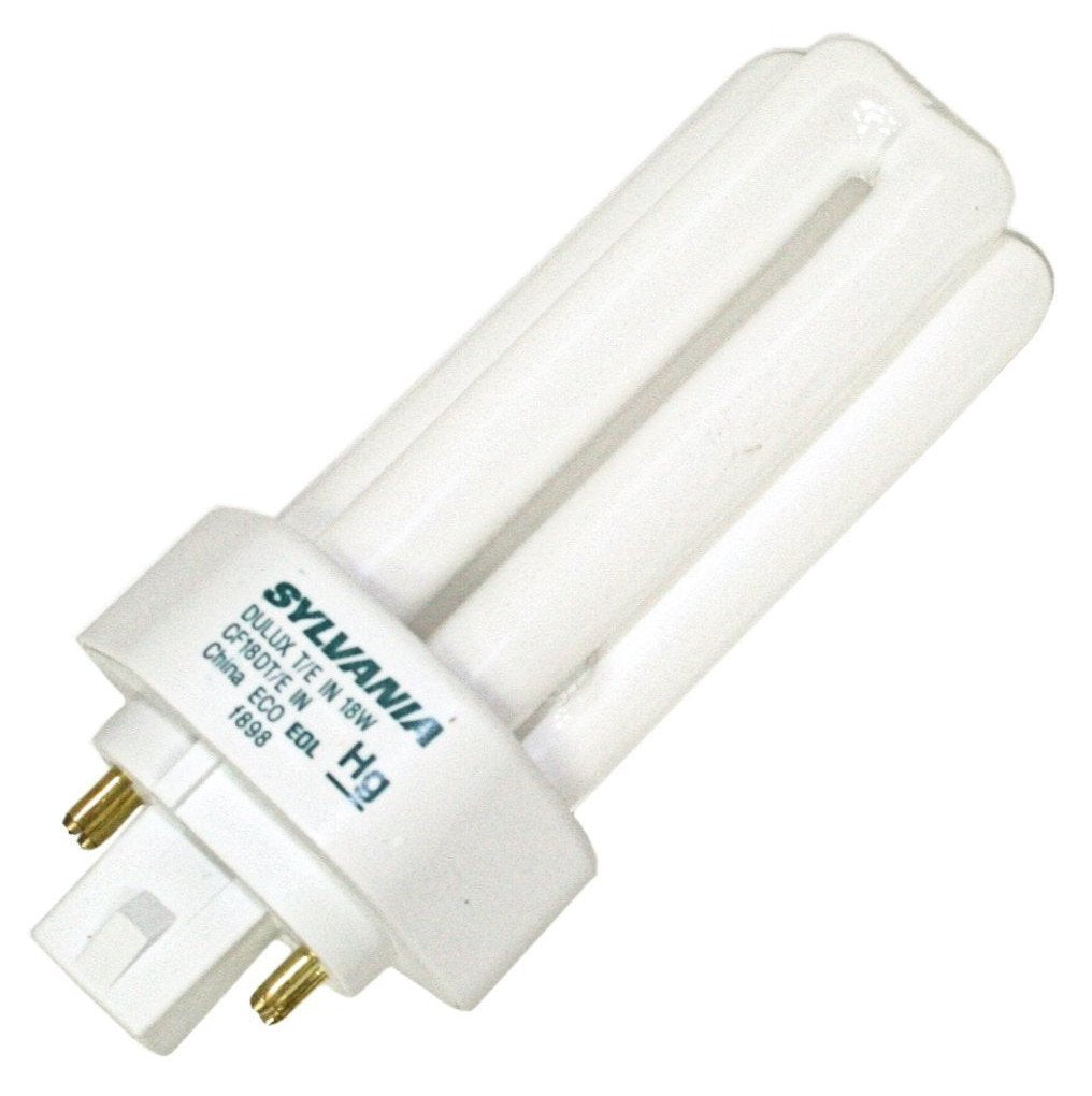 SYLVANIA 20876 Compact Fluorescent Light Bulb, 18W, 3000K, T4 Shape, 4-Pin GX24q-2, 1150 Lum