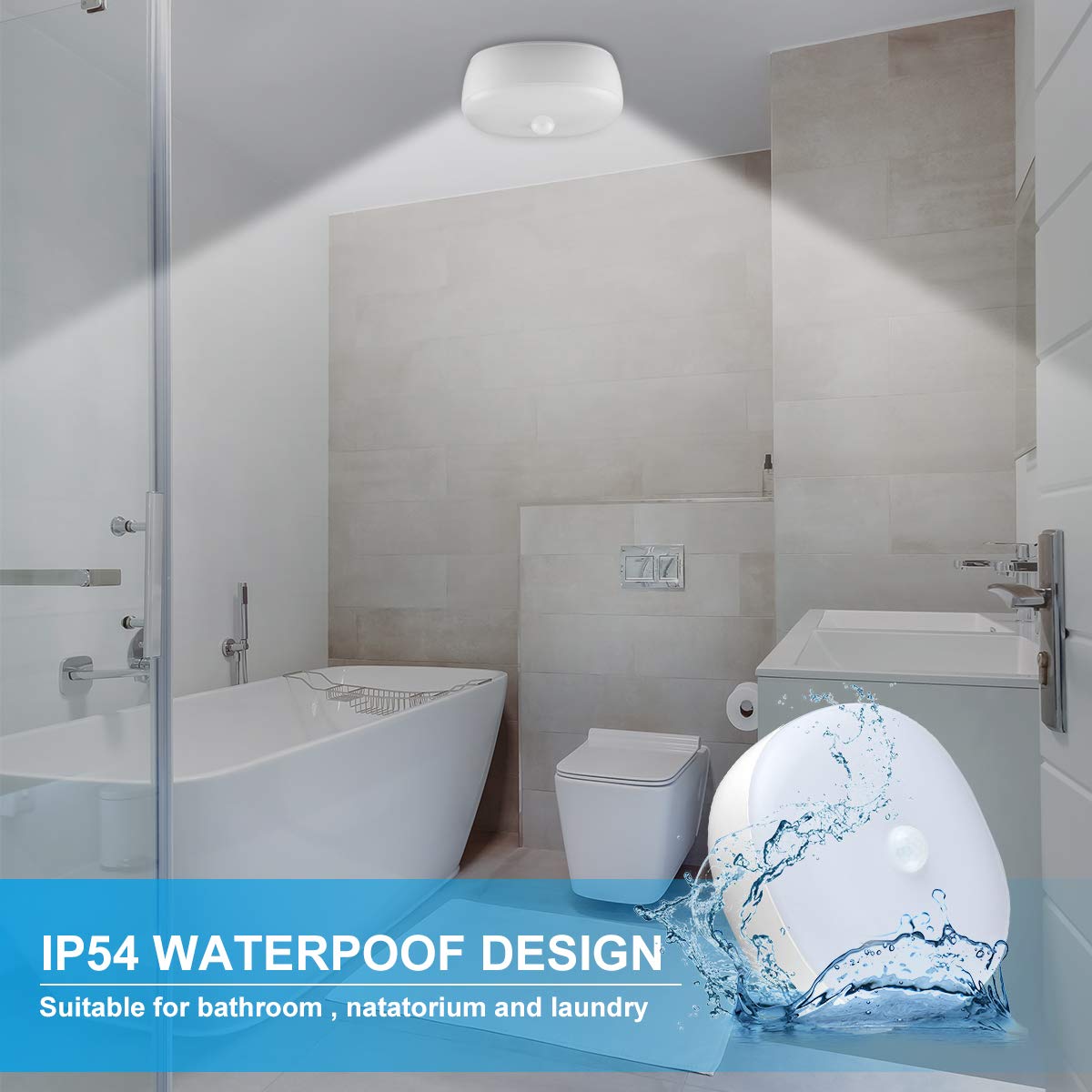 Youtob Battery Powered LED Ceiling Light, Wireless Motion Sensor, 300 Lumens, 4000K Cool White
