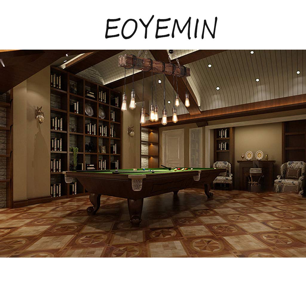 Eoyemin 10-Lights Rustic Chandelier - Industrial Wooden Pendant Light, Adjustable Height, Old Color, Model Eoyemin-ZYMTD-1