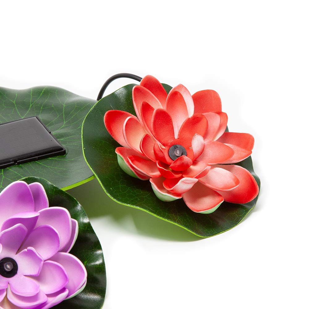 Beckett SL3 Solar Pond Lily Pad LED Floating Lights, Multi-Color, Plastic