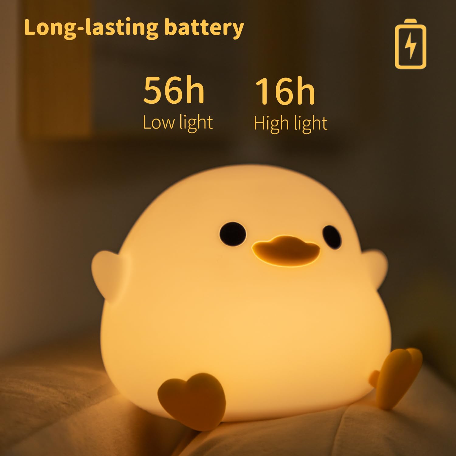 Bestfaith Cute Dodo Duck Night Light  Led Squishy Night Lamp  2 Gears Dimmable Nursery Nightlight For Kids  Rechargeable Touch Lamp  Dorm Decor  Kids Funny Gifts (Dodo Duck)