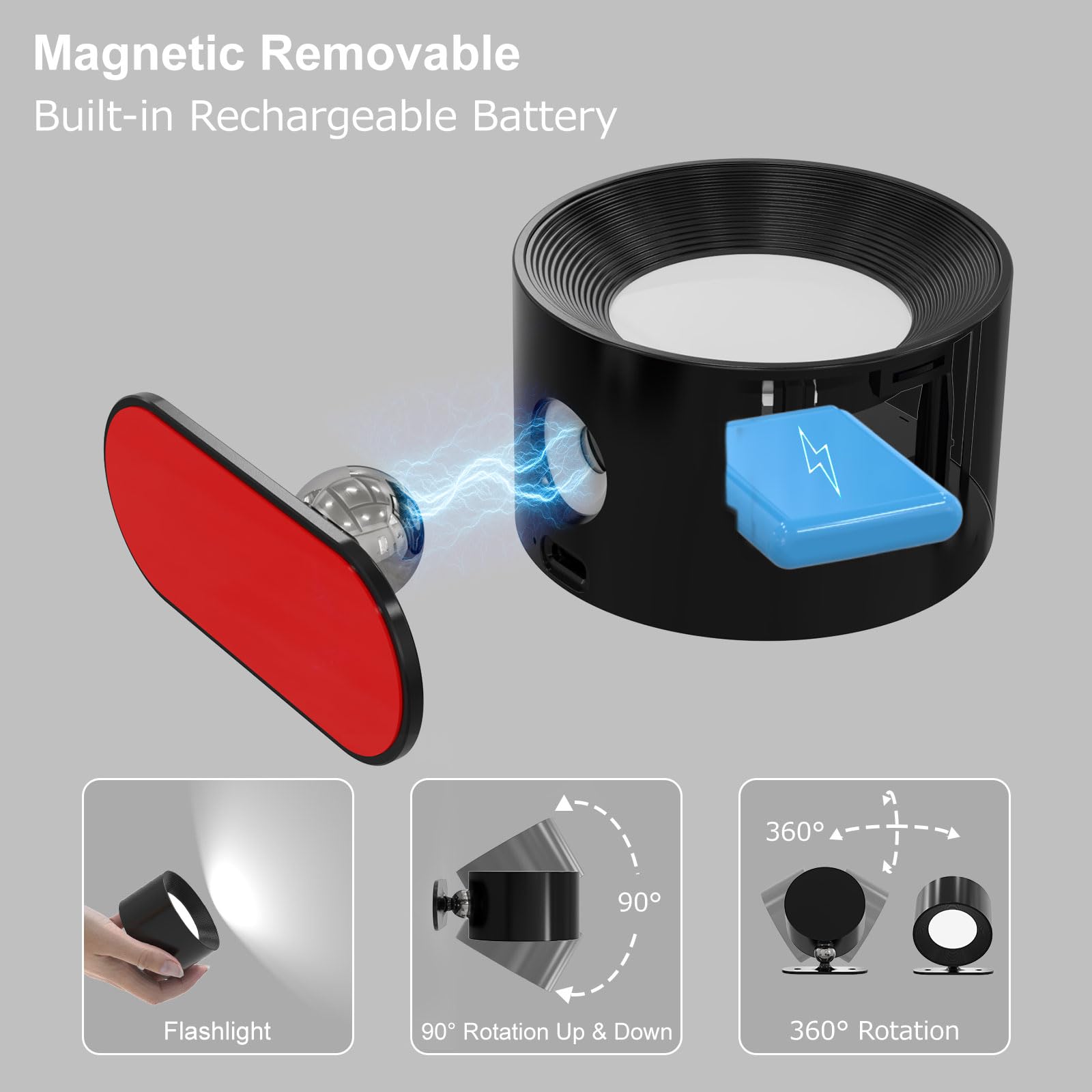 Koopala 2Pcs Rechargeable Battery Operated Led Wall Lamps, Wall Mounted Lights With 3 Brightness 3 Color Temp Removable Charging