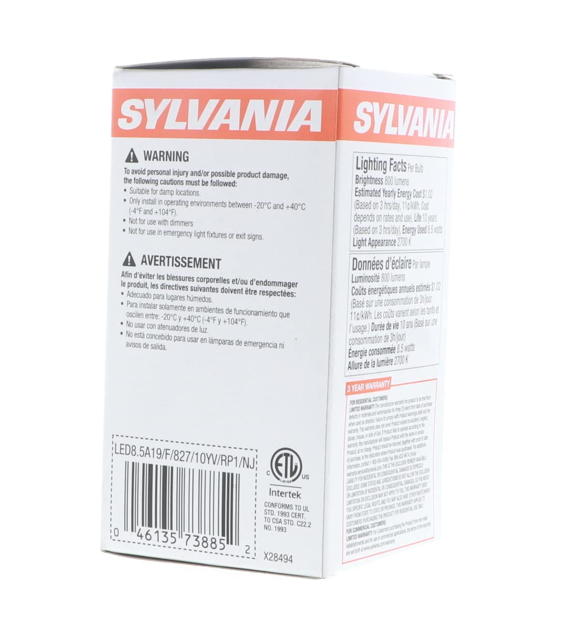 Bulb Led 10Yr 60W A19 27K 1Pk