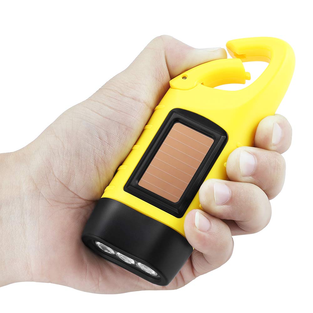 Simpeak 2-Pack Hand Crank Solar Powered Emergency LED Flashlight, Survival Flashlight with Dynamo Torch for Outdoor Sports, Yell