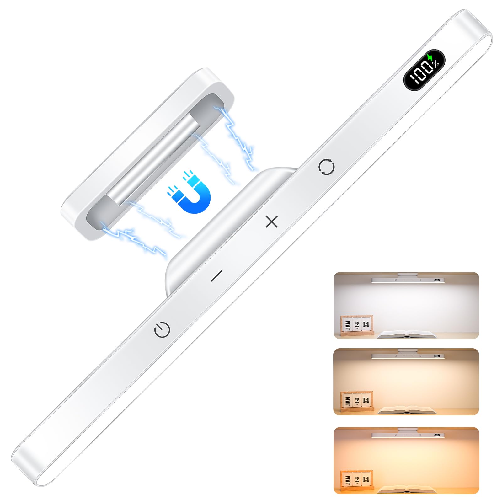 Ferswe 3W Rechargeable Light Bar,Touch Light Adjustable 3 Colors,120 LED Mirror Lights,Magnetic Lights for Cabinets,Makeup Light