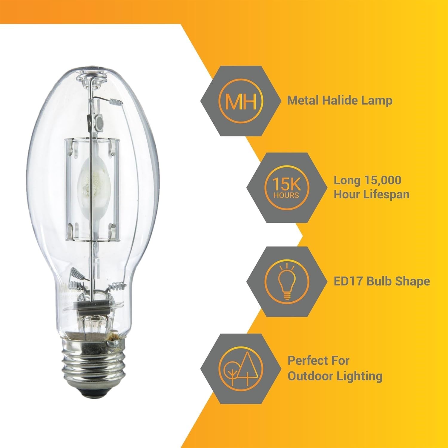 Diodesy- M102/O Metal Halide Lamp 150W High Intensity Discharge Lamps Pulse Start E26 Medium Base 4000K Cool White 13300 Lumen W