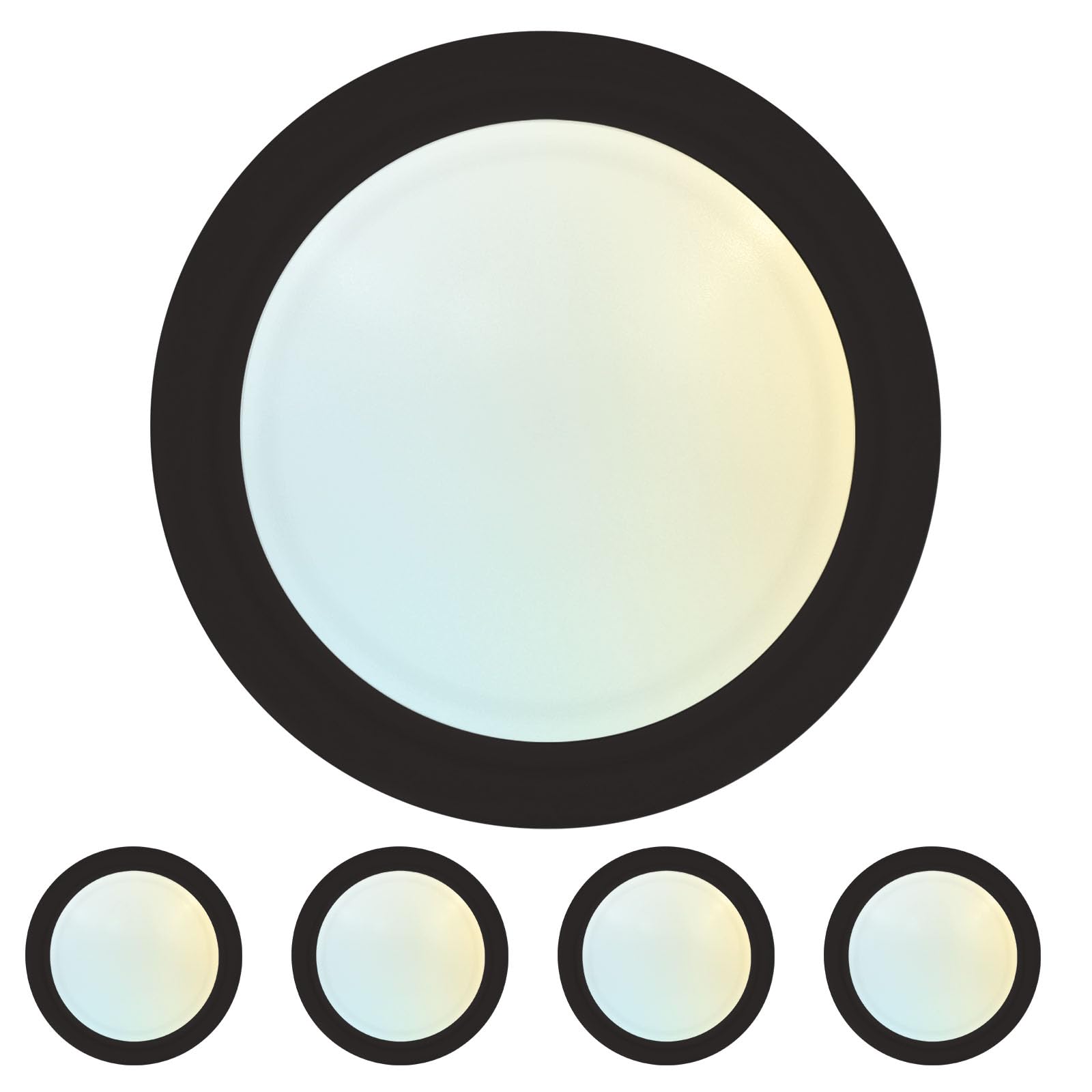 LUXRITE 6 Inch LED Disk Lights, Dimmable, 5CCT 2700K-5000K, 12.5W, 1000LM, Black,